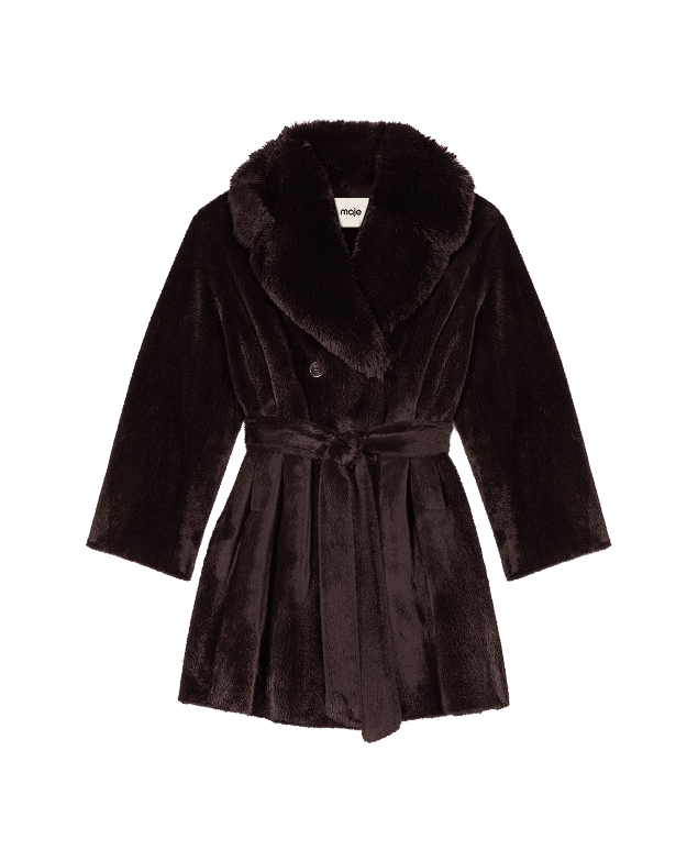Manteau mi-long en fausse fourrure