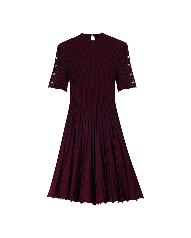 Robe courte patineuse à col montant