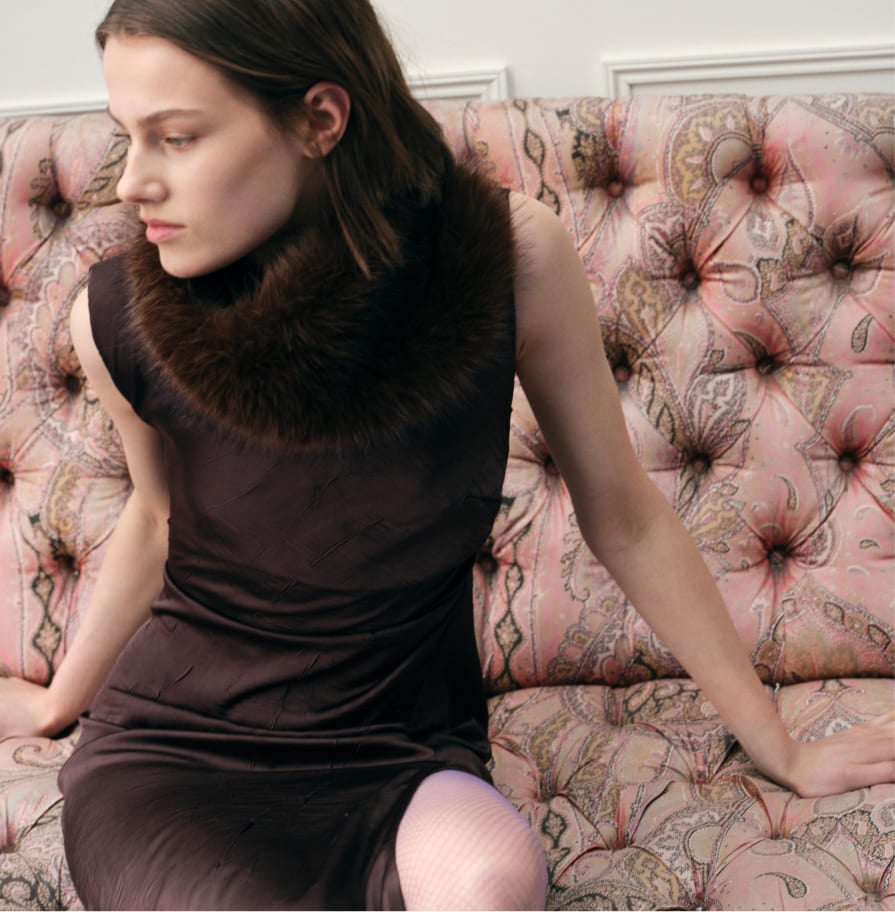 Selection de robes Maje : Robe longue effet satin drapée