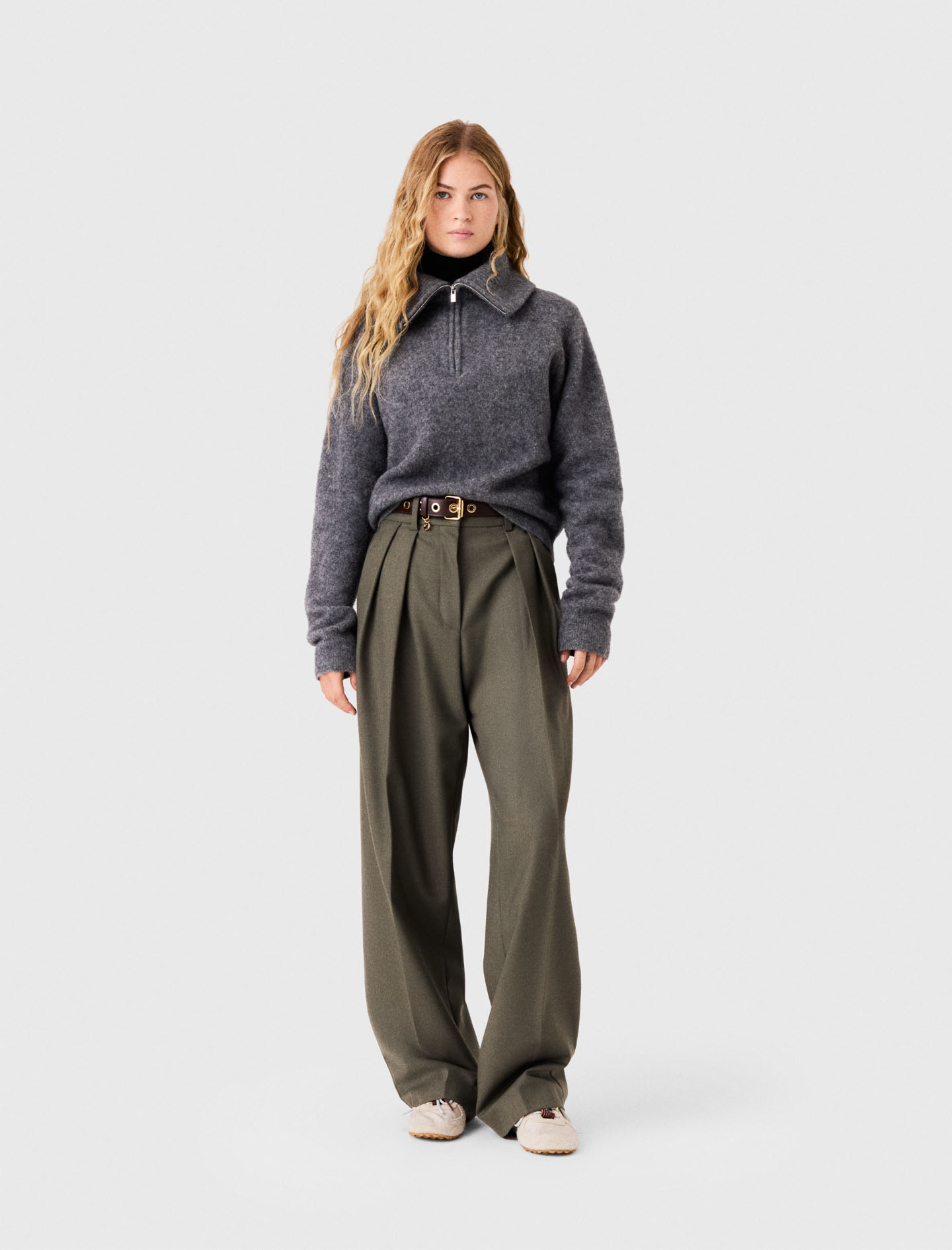 Pull À Col Zippé En Yack - Gris - Taille 0 - Maje