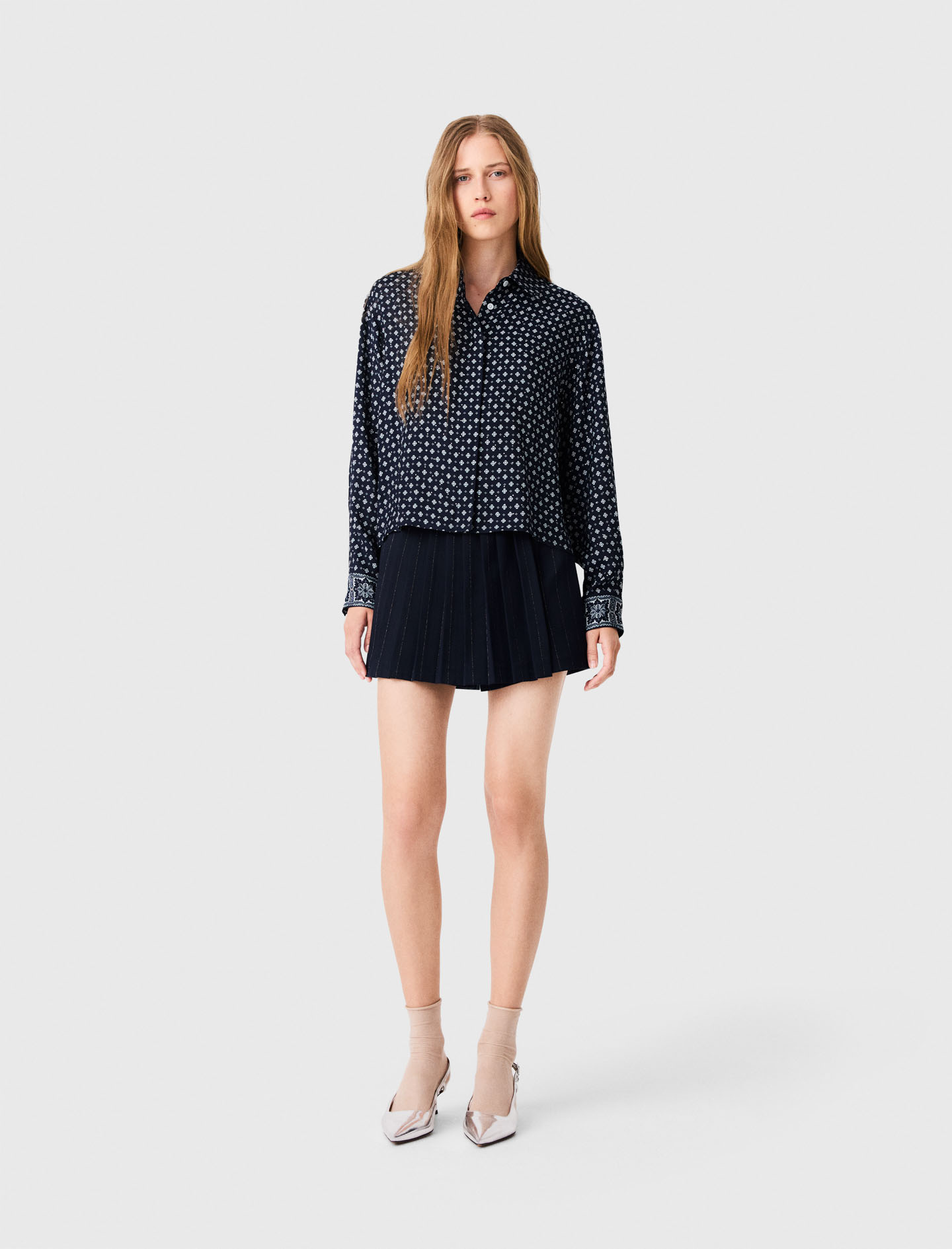 Chemise Imprimée Et Strassée - Marine Loungewear - Taille 2 - Maje