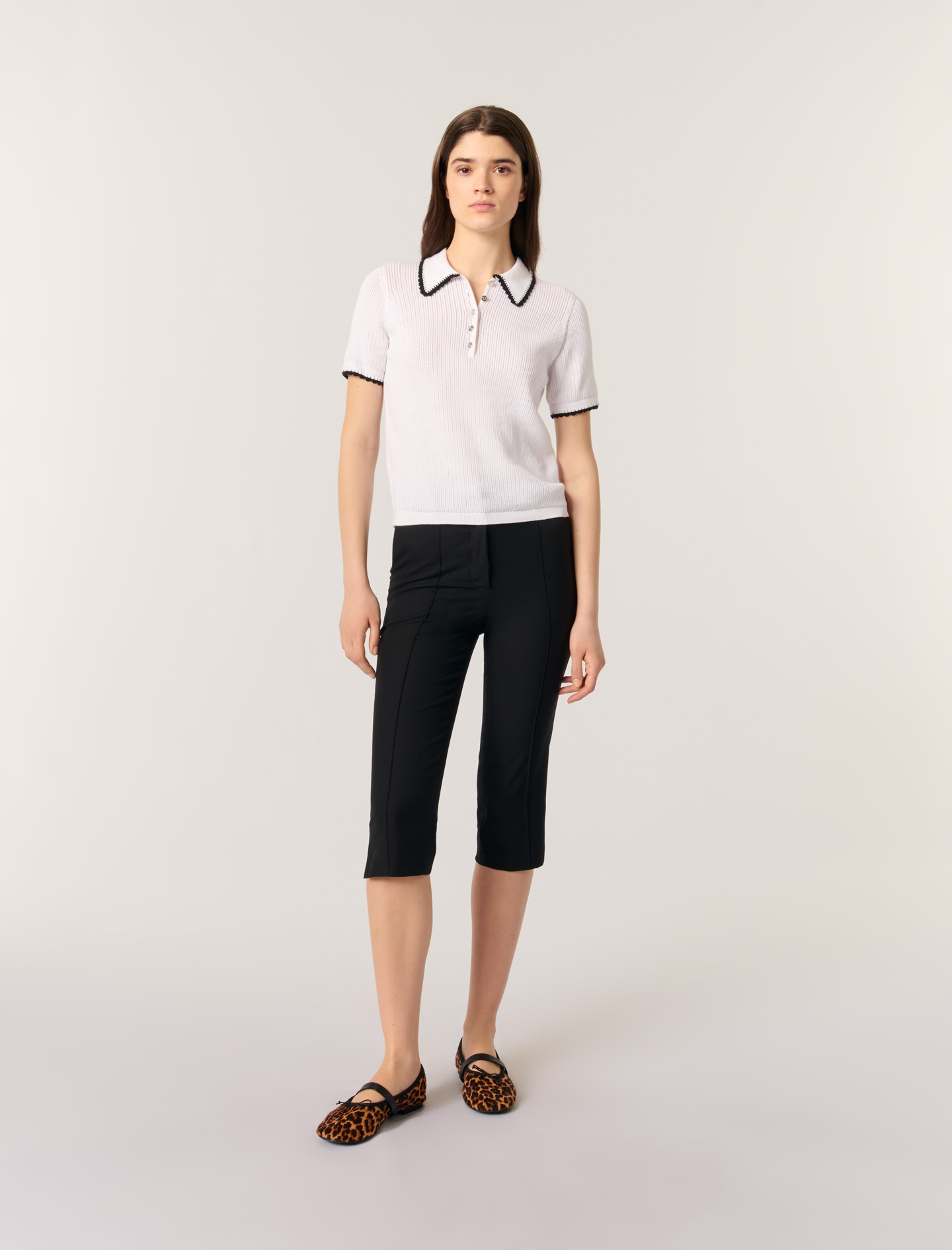 Polo En Maille Pointelle Et Crochet - Maje - Modalova