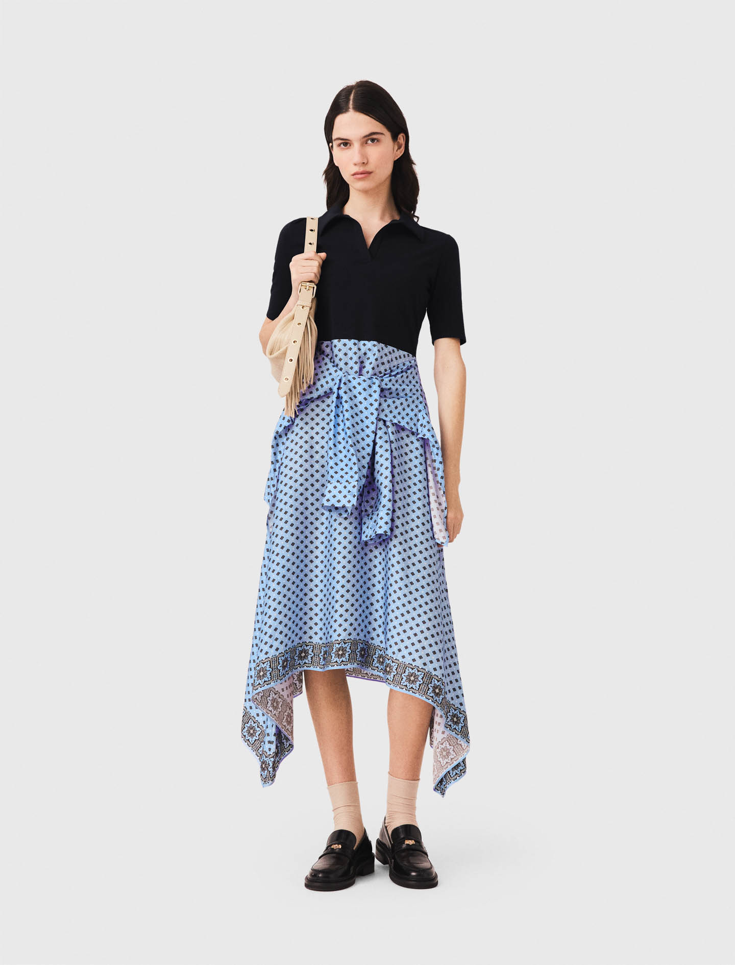 Robe Trompe-l’œil À Jupe Foulard - Bleu Clair Loungewear - Taille 38 - Maje