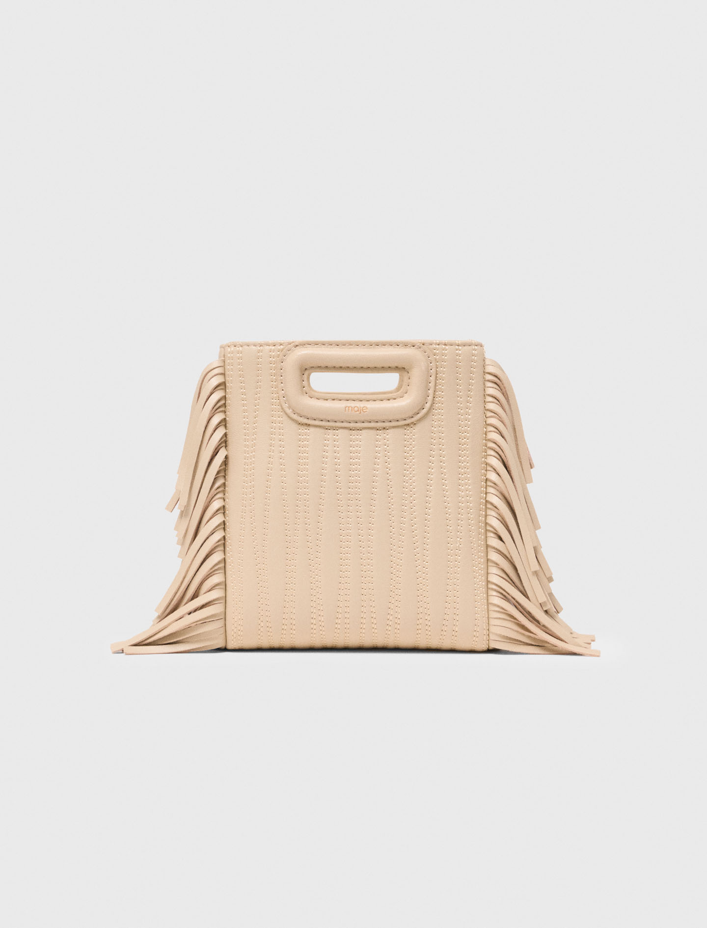 Sac M Mini En Cuir Surpiqué - Creme - Maje