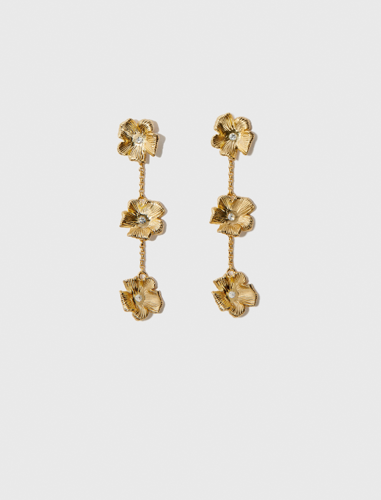 Boucles D'Oreilles Fleurs - Doré - Maje