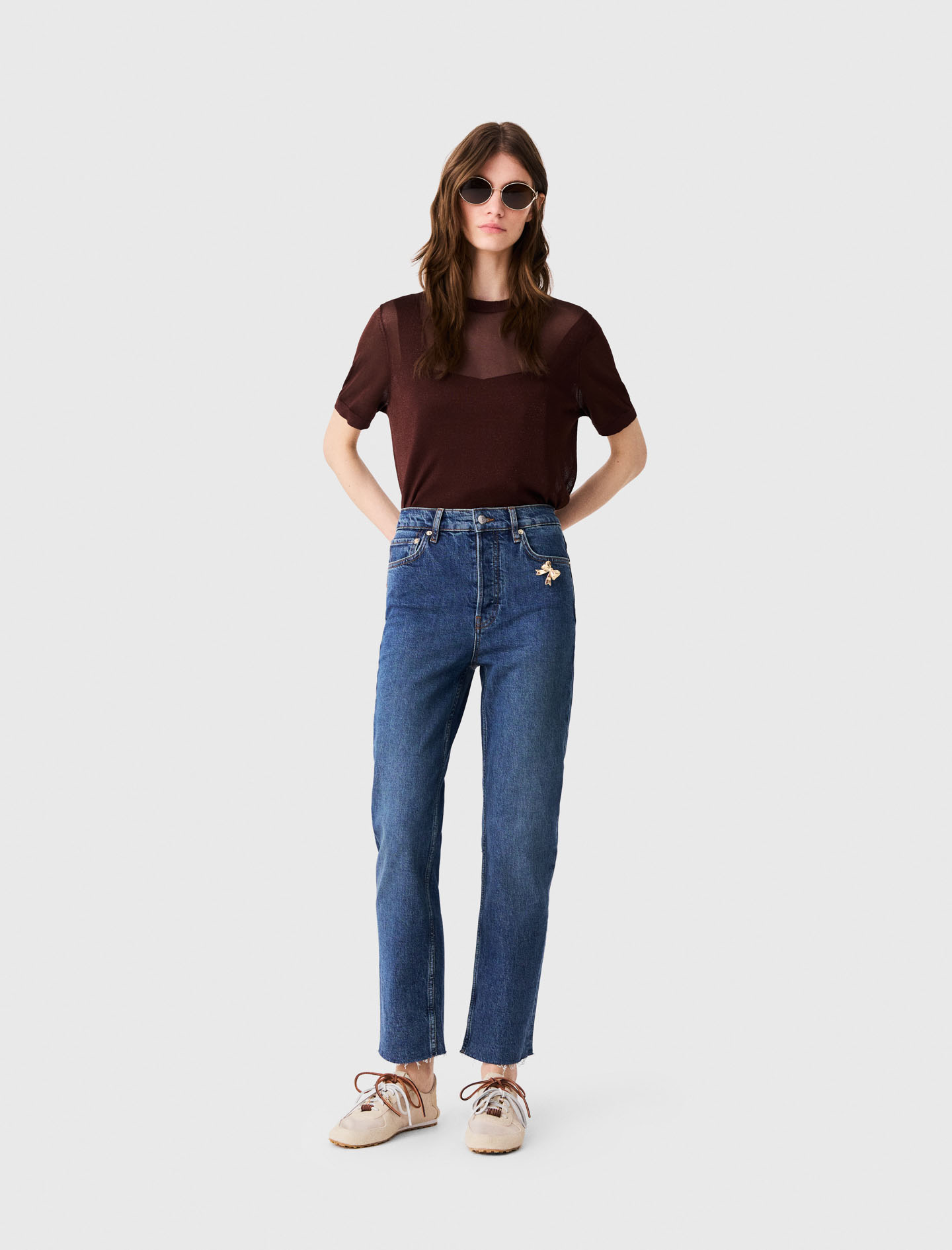 Jean Slim Avec Broche - Bleu - Taille 34 - Maje
