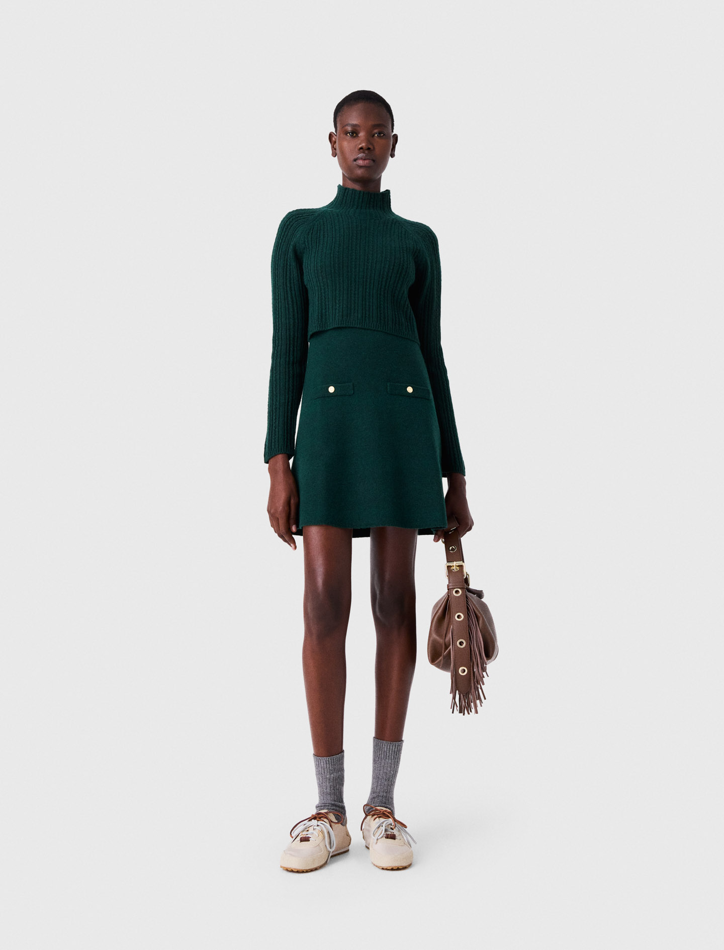 Robe En Maille Avec Pull Amovible - Vert - Taille 34 - Maje