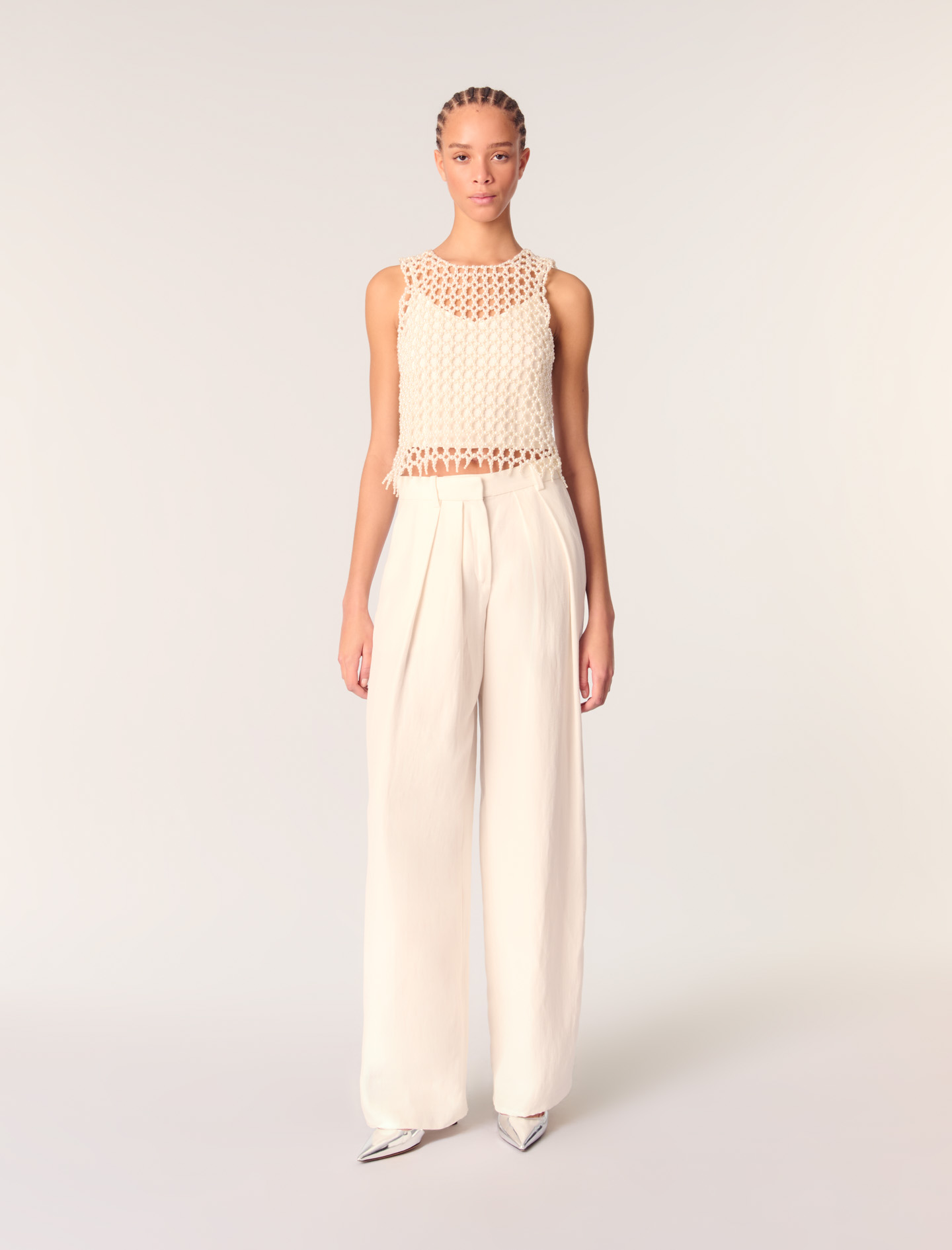 Pantalon De Tailleur Large - Blanc - Maje - Modalova