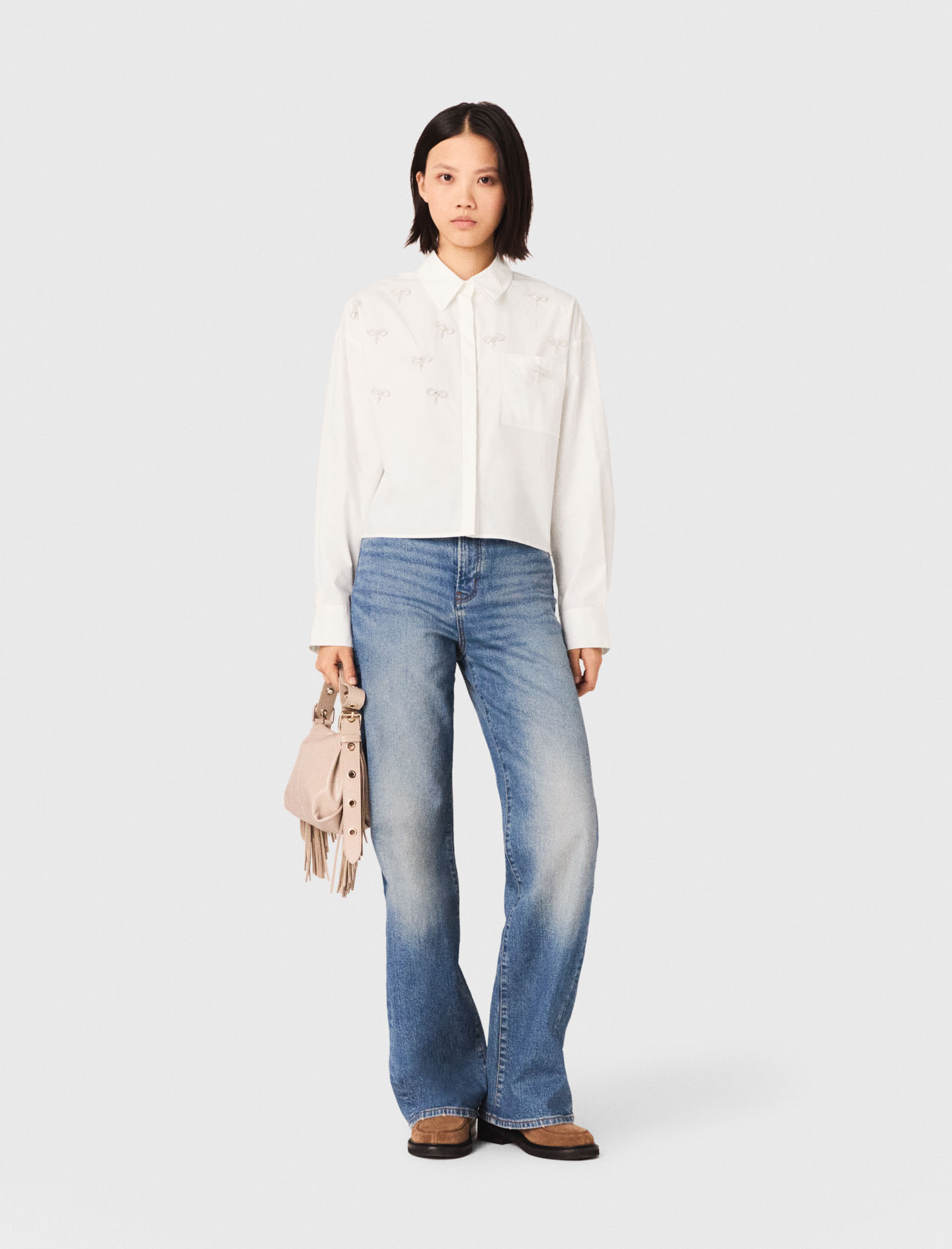 Chemise Avec Détails Bijoux - Blanc - Taille 0 - Maje