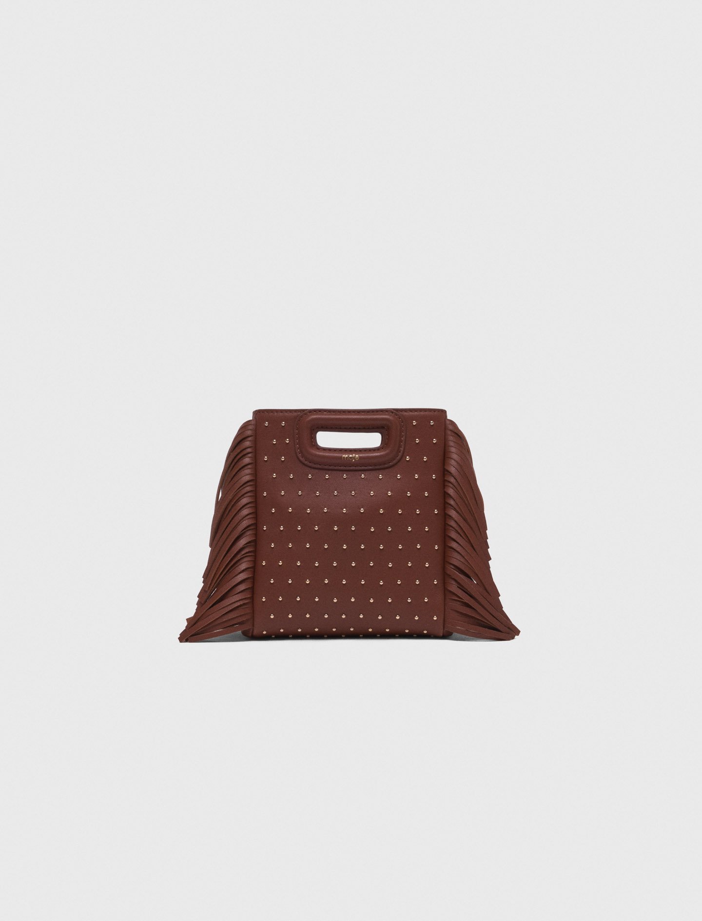 Sac M mini en cuir et studs marron pour femme | Maje
