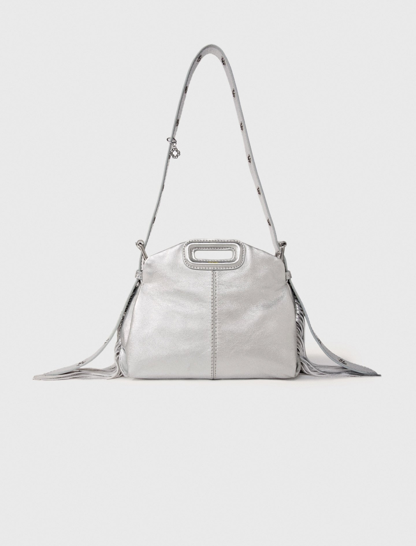 Sac Miss M Mini en cuir métal noir / gris pour femme | Maje