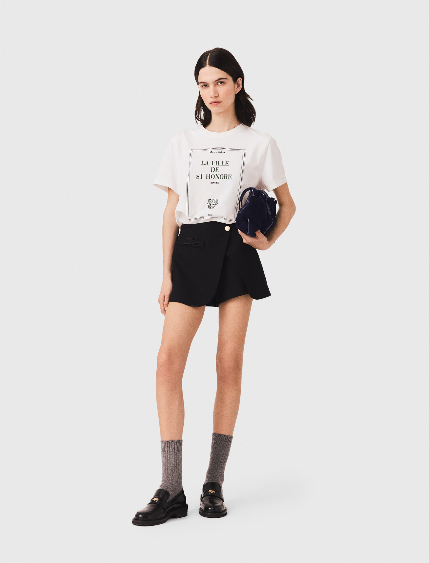 Short Tailoring Trompe L'Œil - Noir - Taille 36 - Maje
