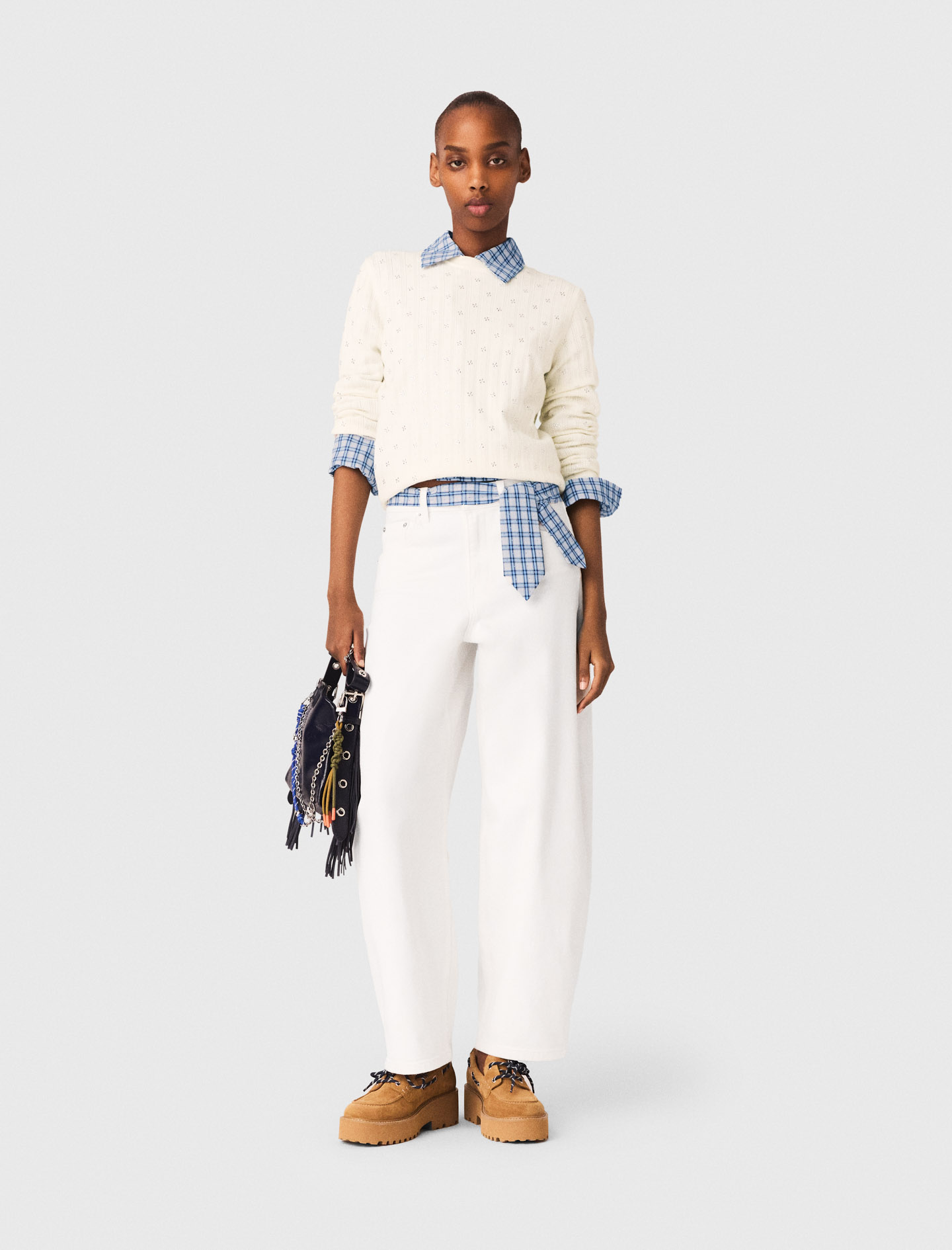 Pull Avec Strass All Over - Blanc - Taille 2 - Maje