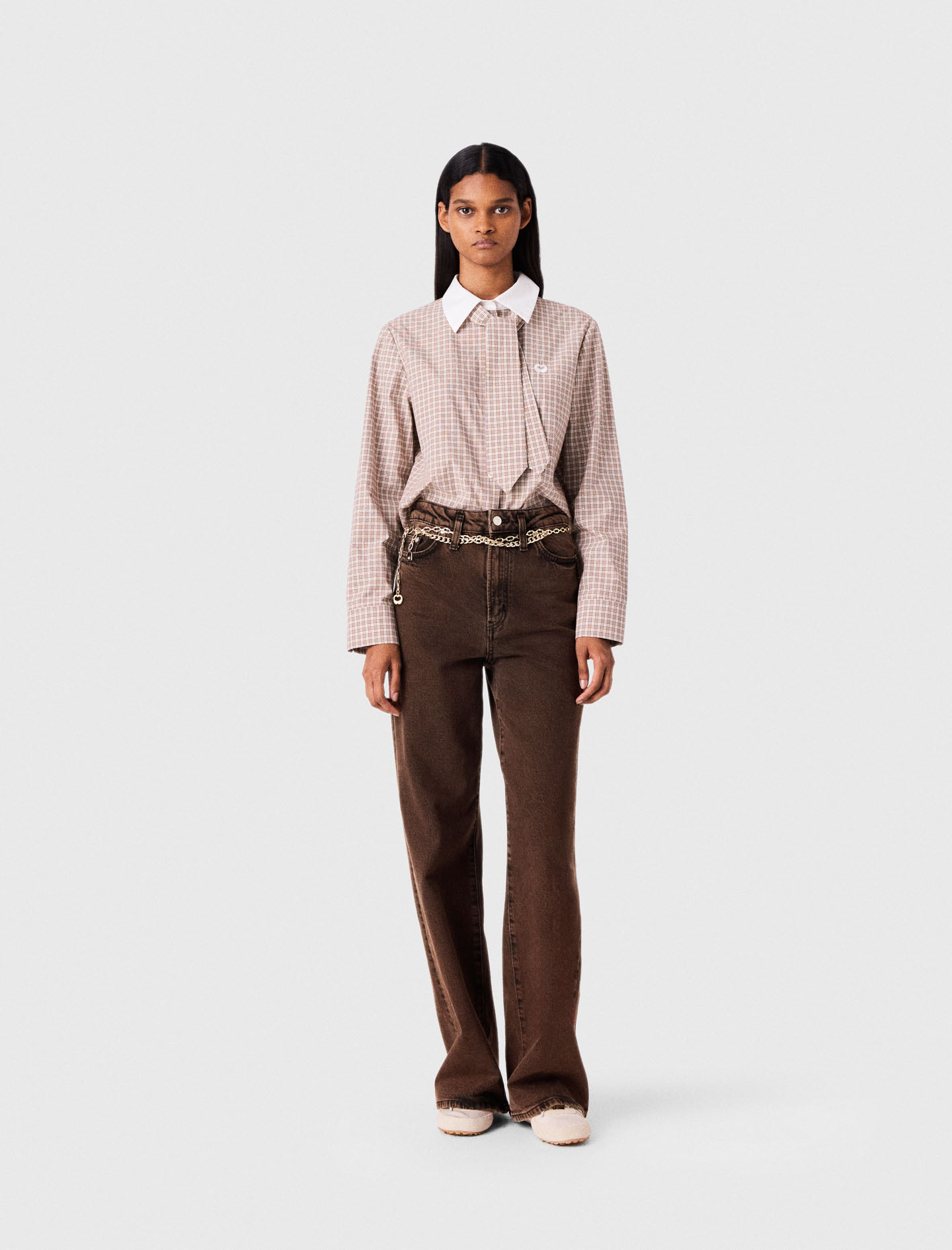 Jean Bootcut Avec Chaîne - Marron - Taille 42 - Maje