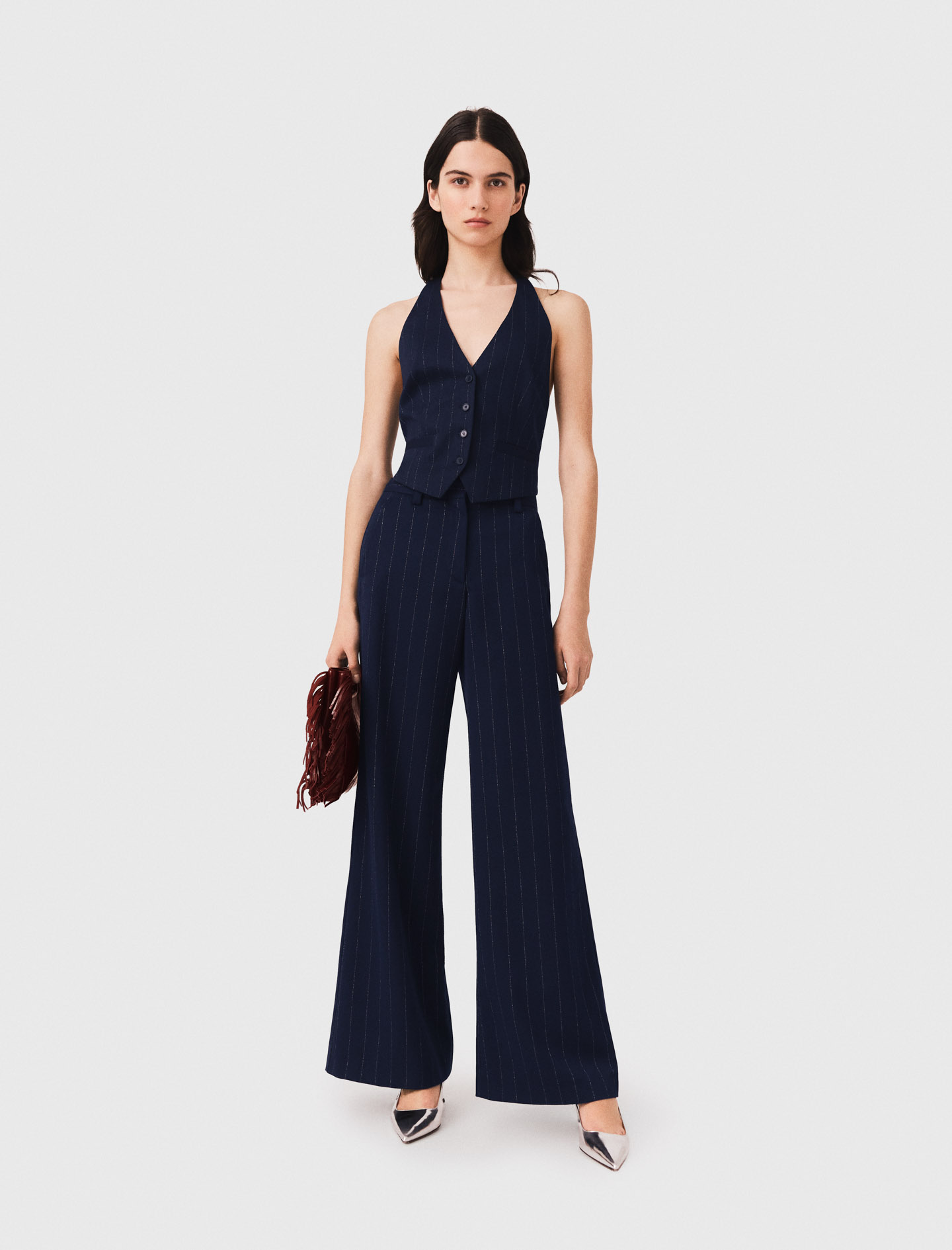 Pantalon De Tailleur - Bleu Marine - Taille 38 - Maje