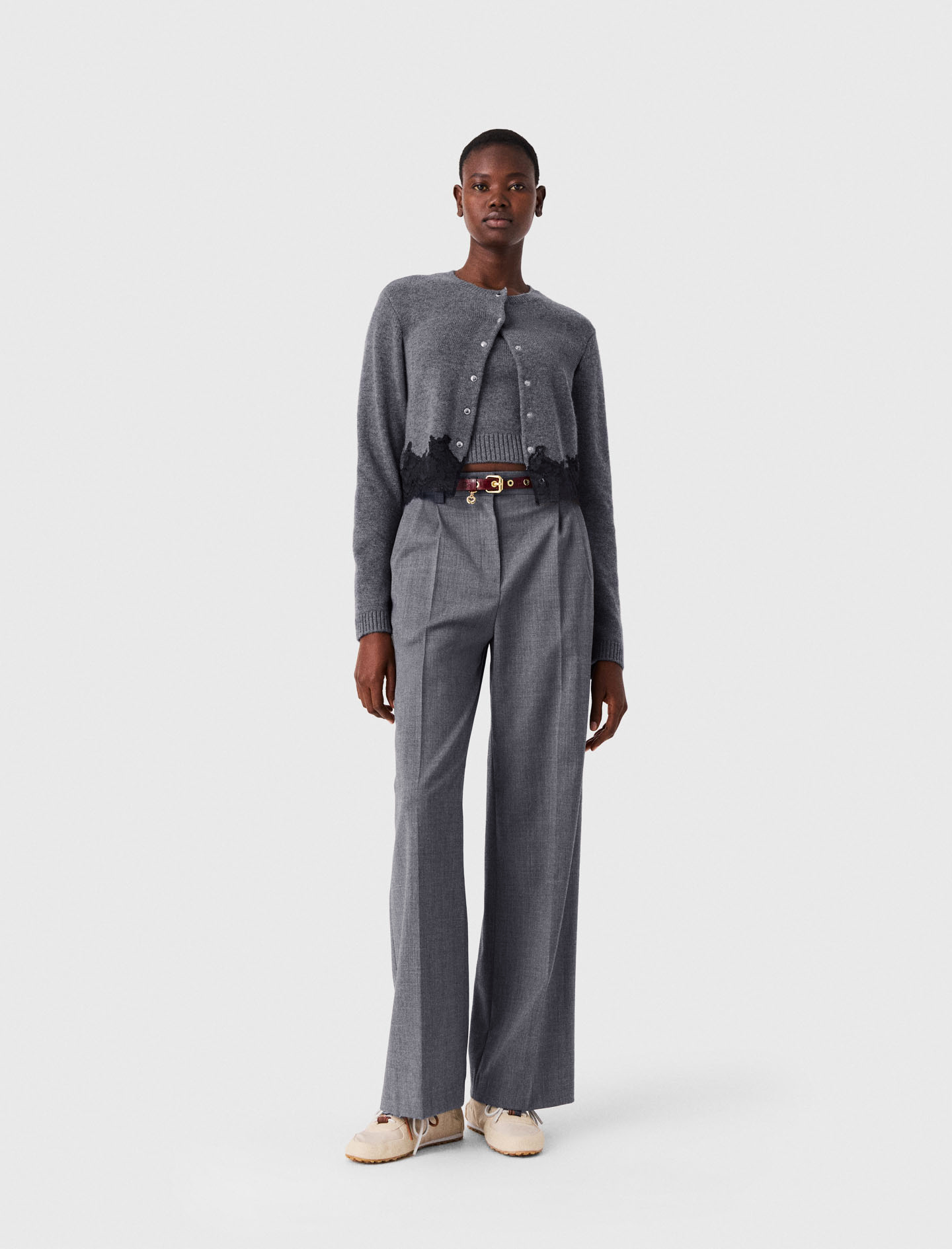 Twinset Avec Finitions En Dentelle - Gris/noir - Taille 0 - Maje