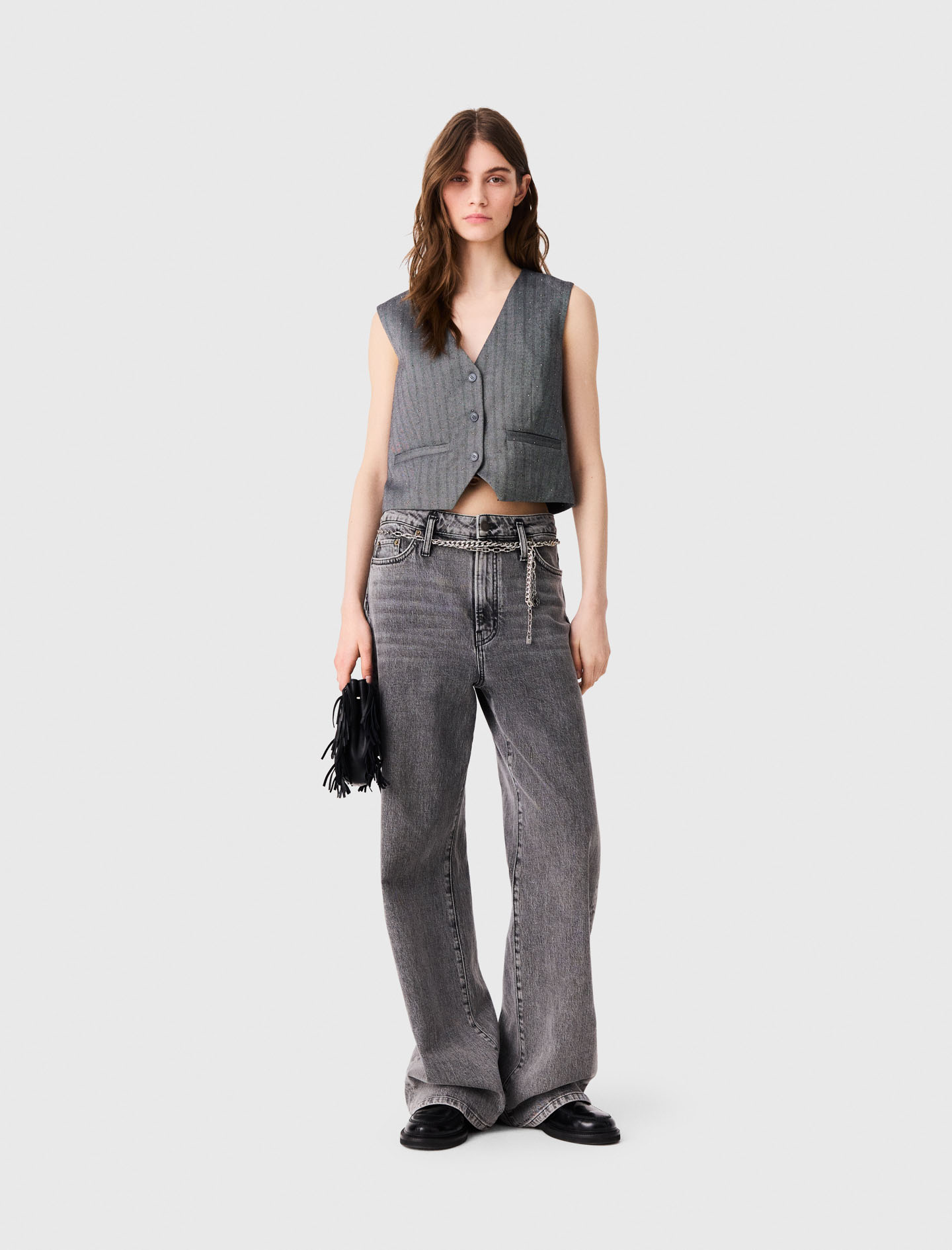 Veston De Tailleur Strassé - Gris - Taille 36 - Maje