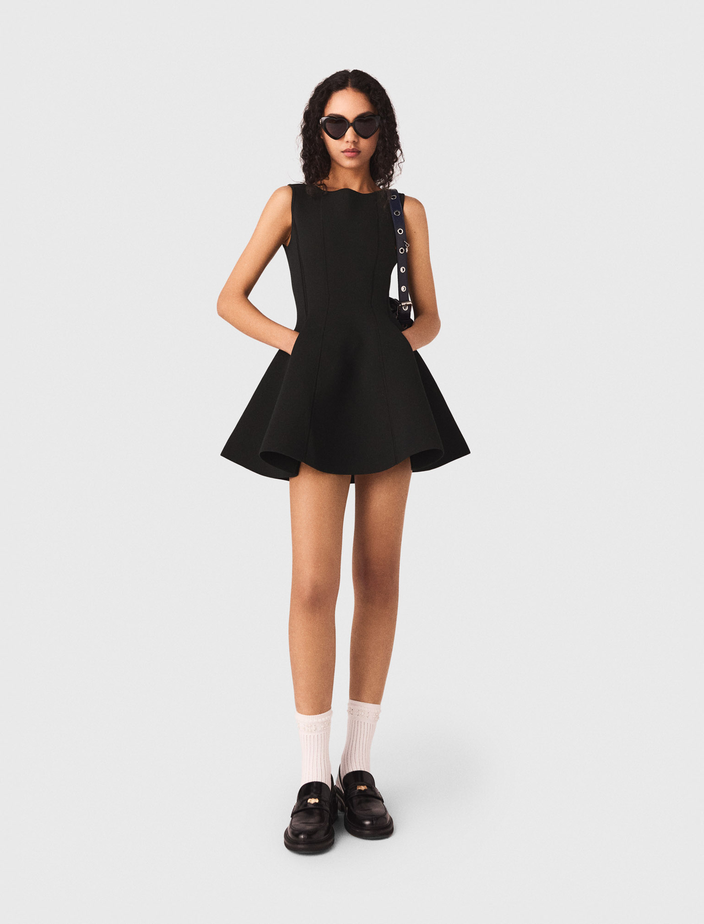 Robe Patineuse Avec Nœuds Bijoux - Noir - Taille 42 - Maje