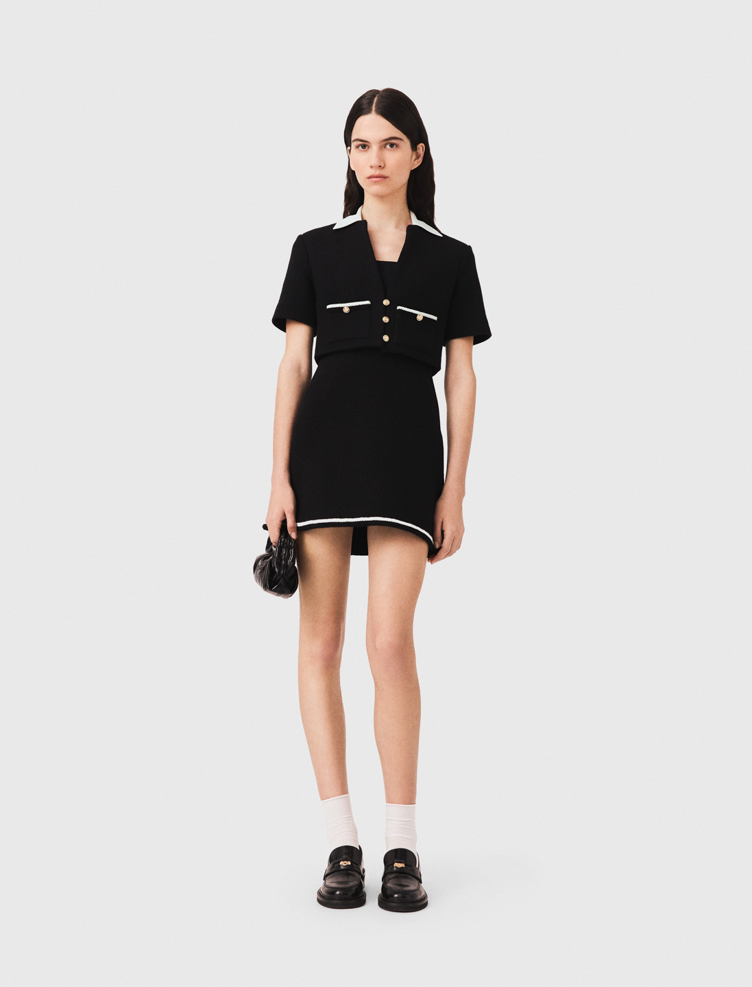 Robe En Tweed 2-en-1 - Noir - Taille 36 - Maje