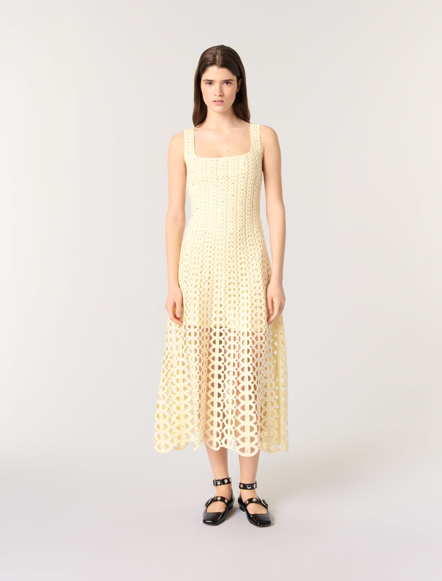 Robe Midi En Crochet Strassé - Maje - Modalova