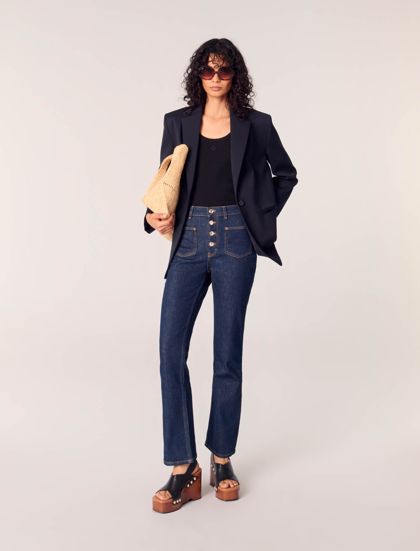 Jean Denim À Poches - Bleu - Maje - Maje - Modalova