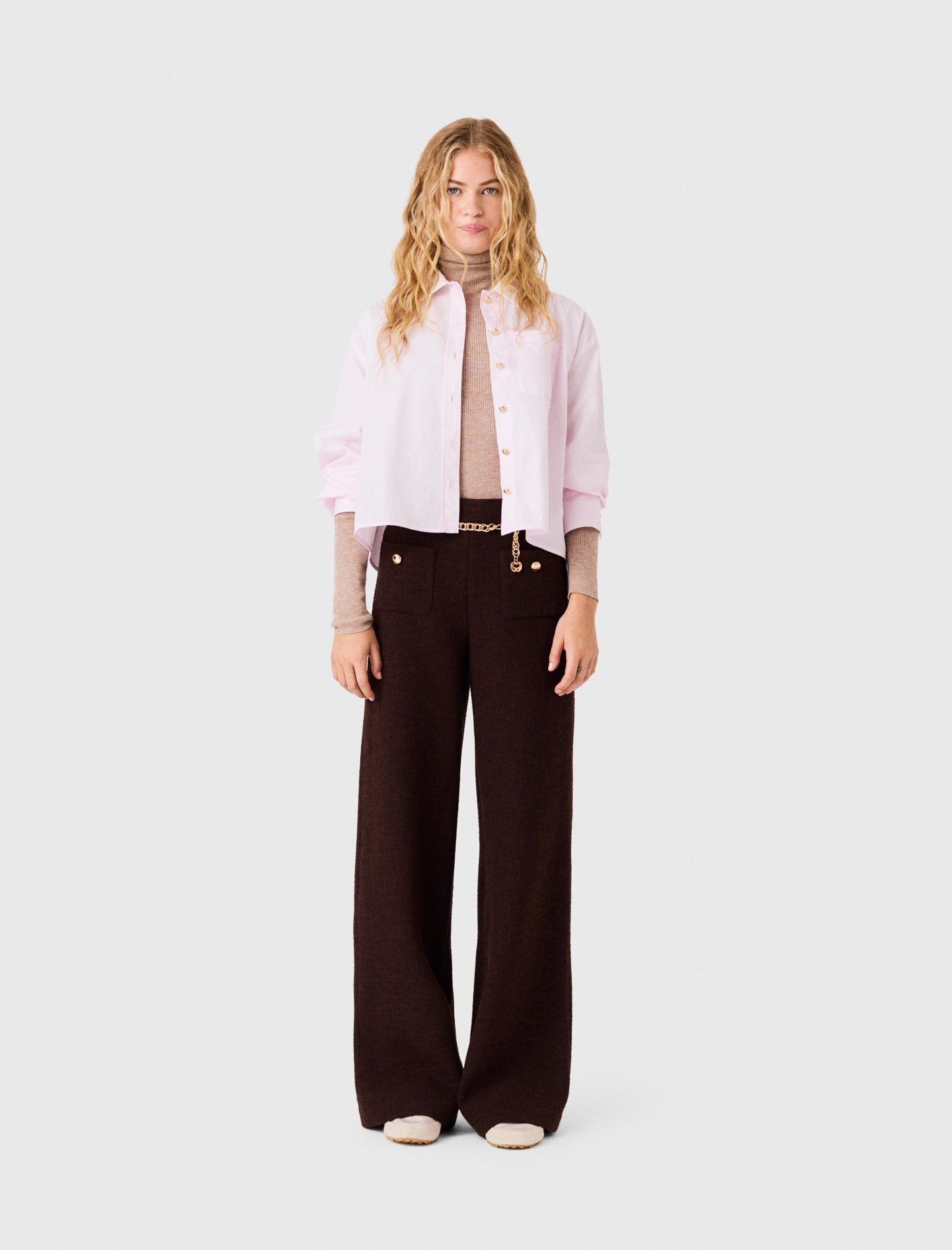 Pantalon En Tweed - Marron Fonce - Taille 40 - Maje