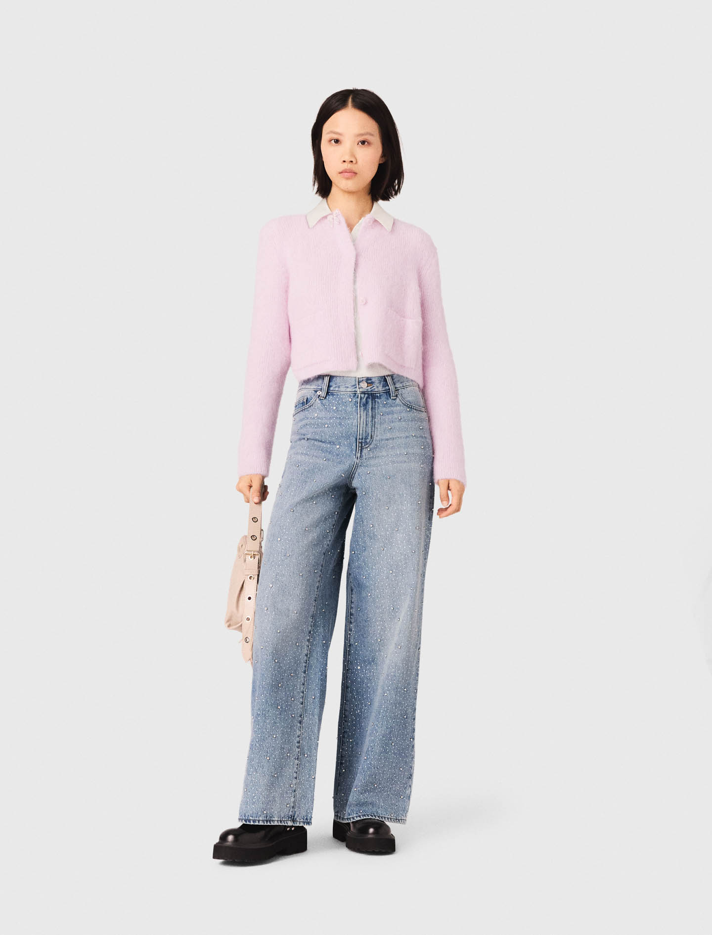 Cardigan Avec Nœud Bijou - Rose - Taille 2 - Maje