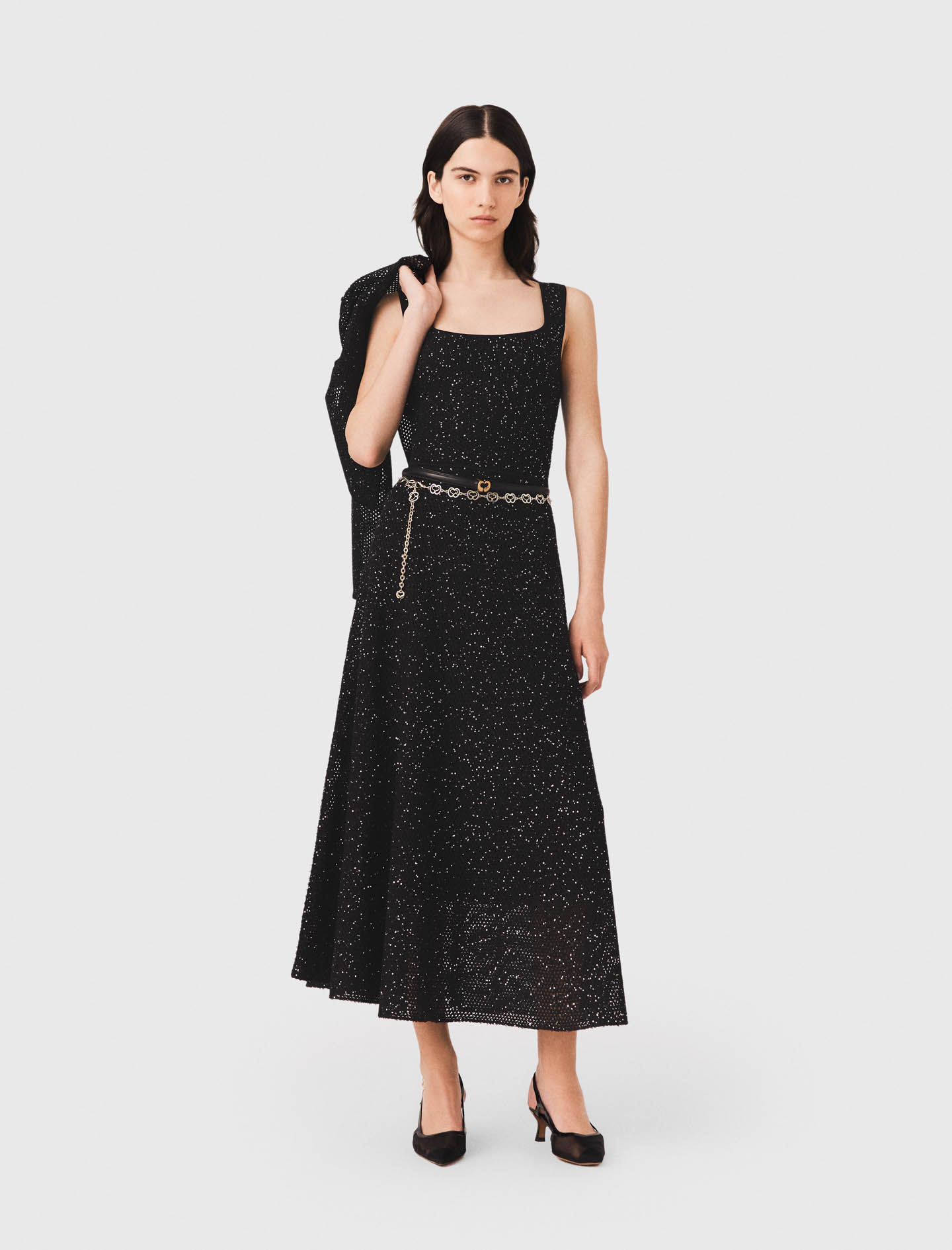 Robe Longue À Sequin - Noir - Taille 34 - Maje