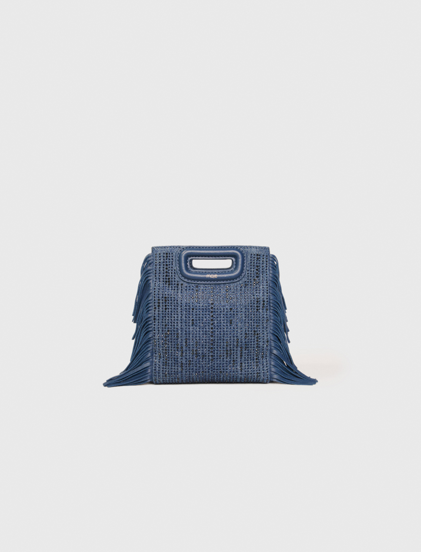 Sac M Mini en denim strassé bleu pour femme | Maje