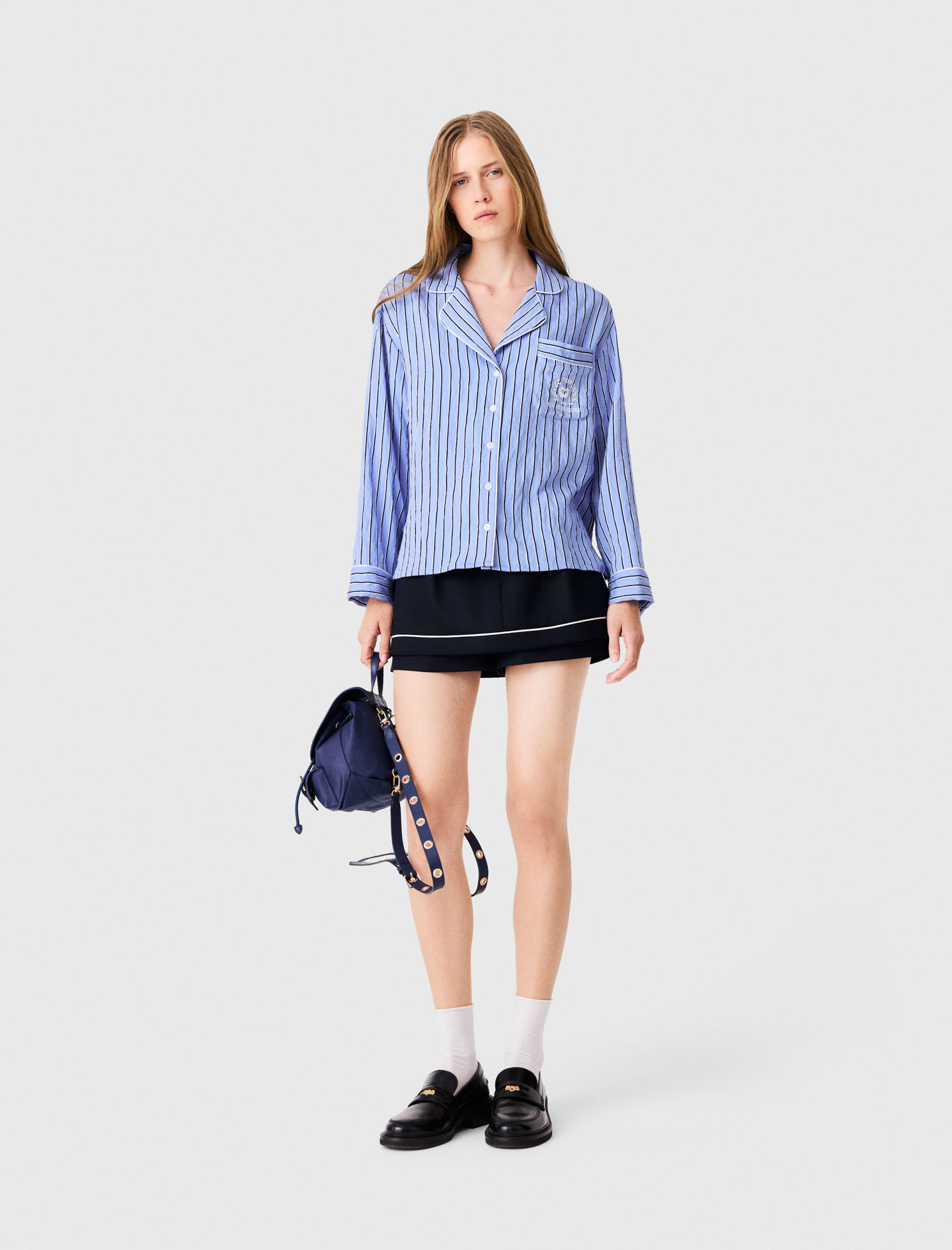 Chemise À Rayures - Bleu - Taille 0 - Maje