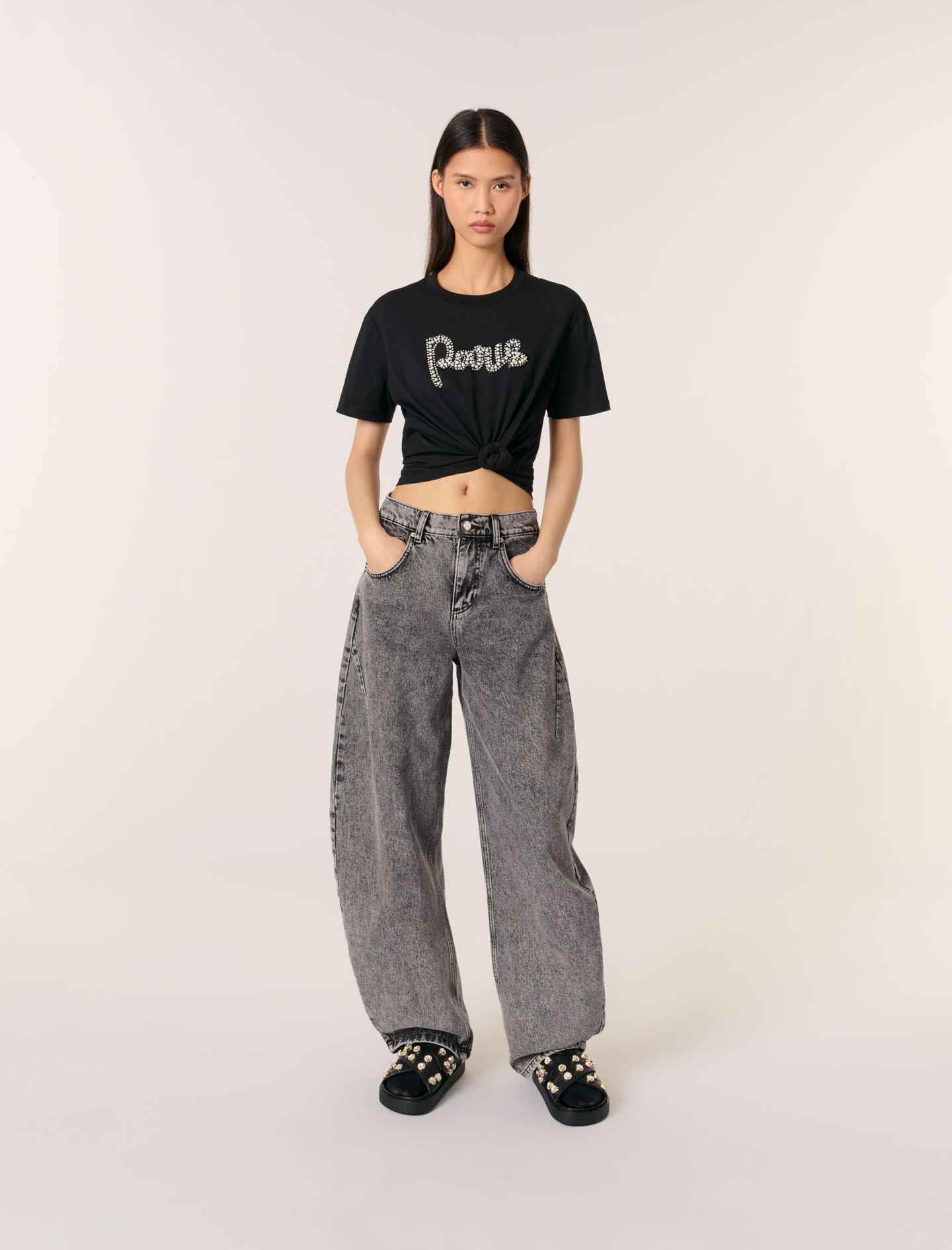 Tee-shirt Brodé - Noir - Maje - Maje - Modalova