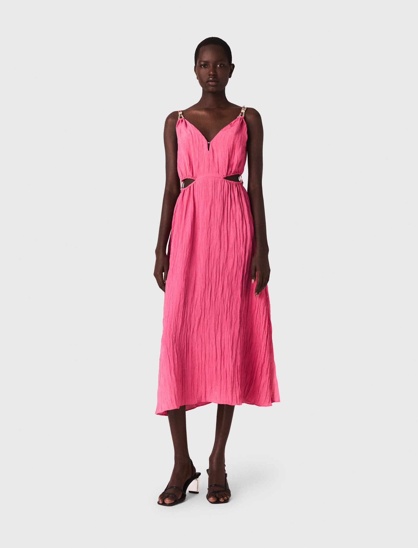 Robe Maje Riolette Robe midi ajourée Rose pour femme | Maje