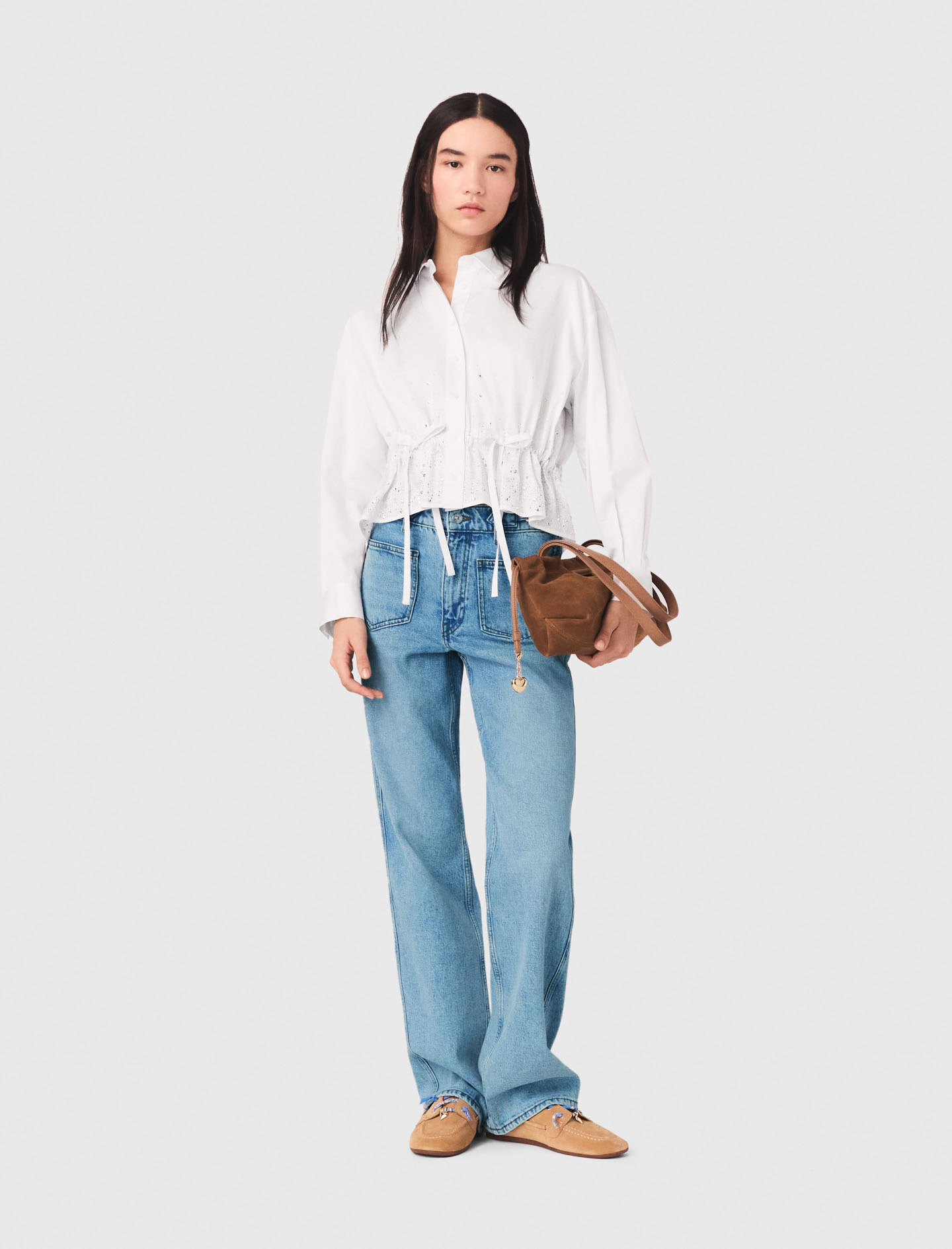 Jean Droit Avec Chaines - Bleu - Taille 38 - Maje
