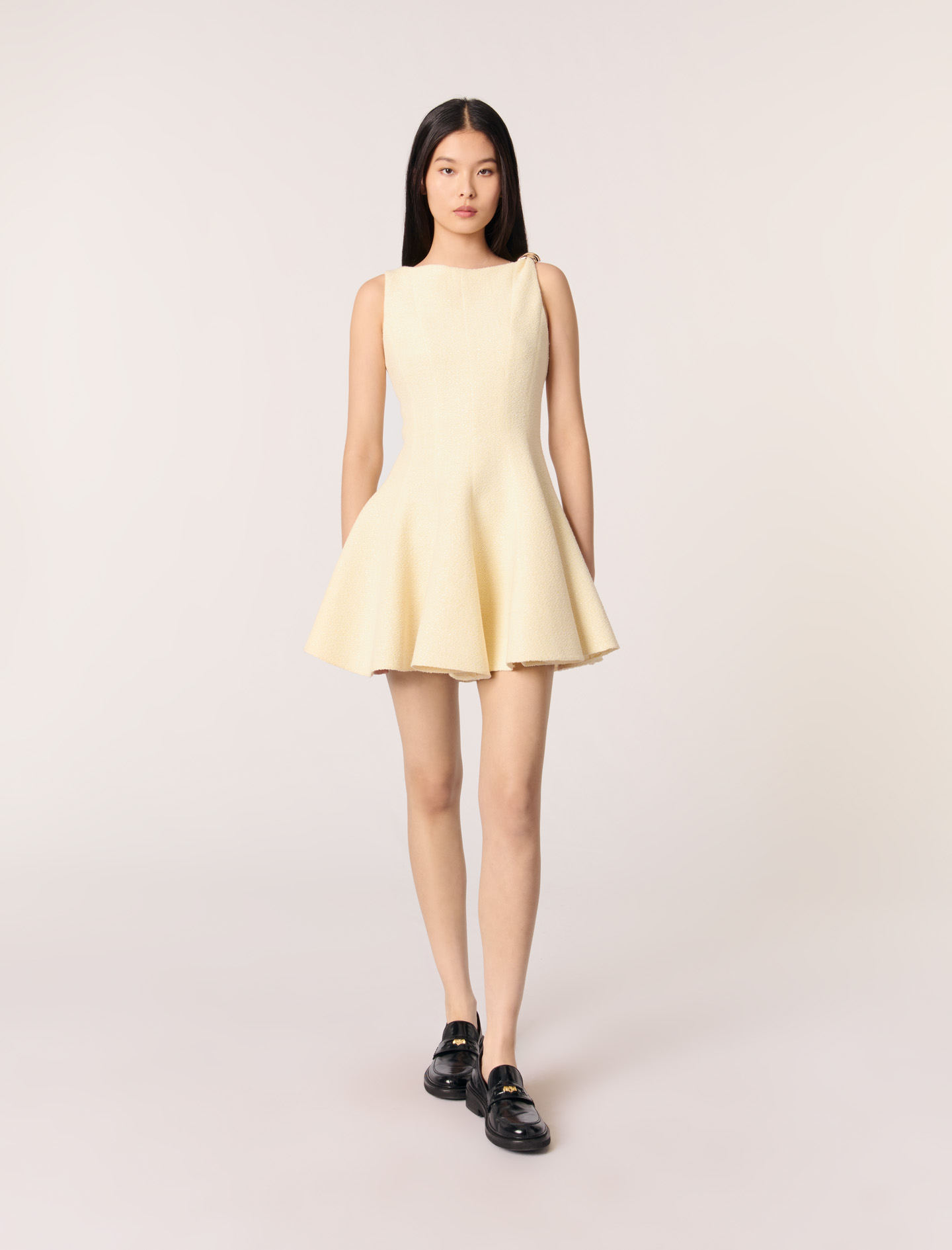 Robe Courte En Tweed - Jaune - Maje - Maje - Modalova