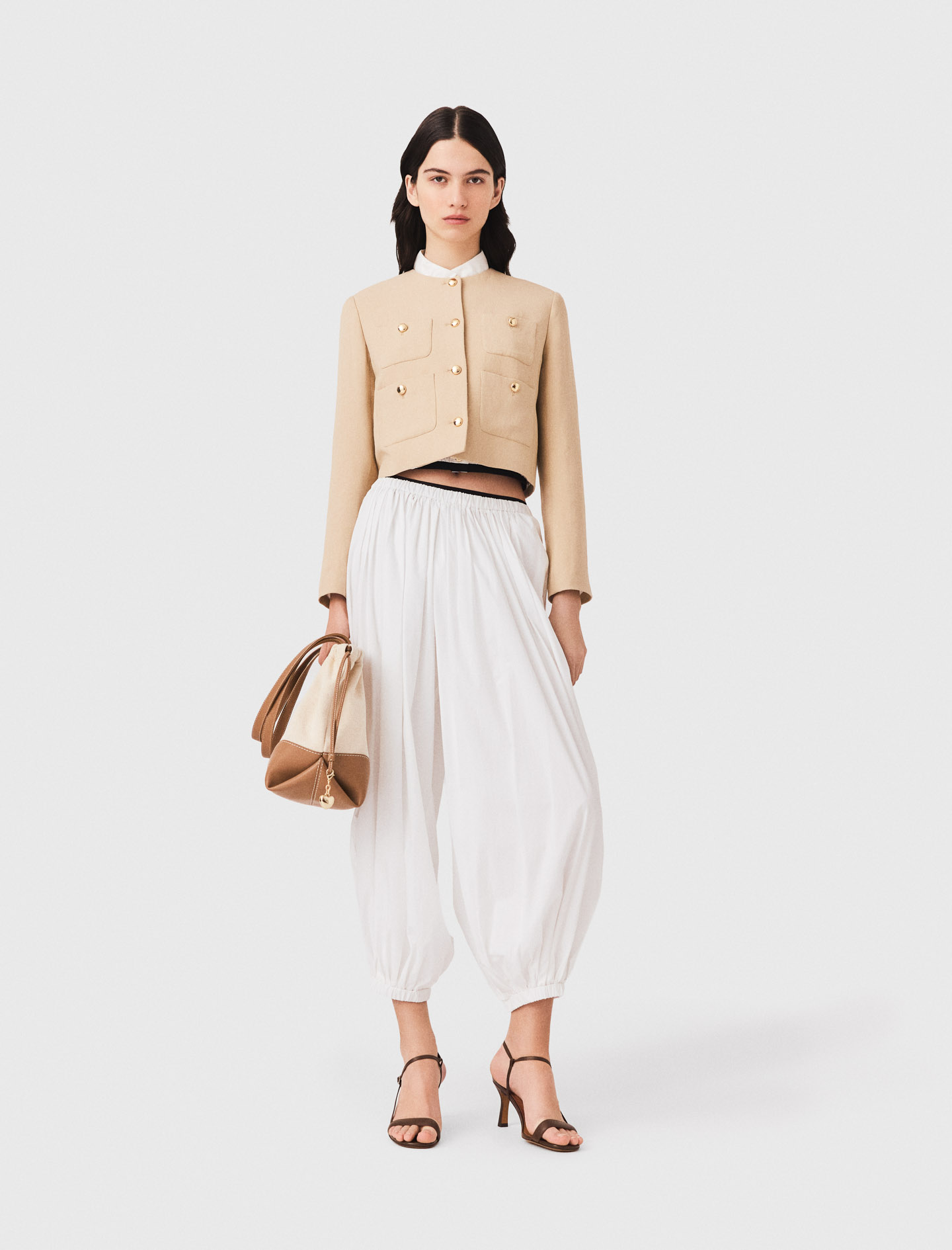 Pantalon Sarouel En Coton - Blanc - Taille 36 - Maje