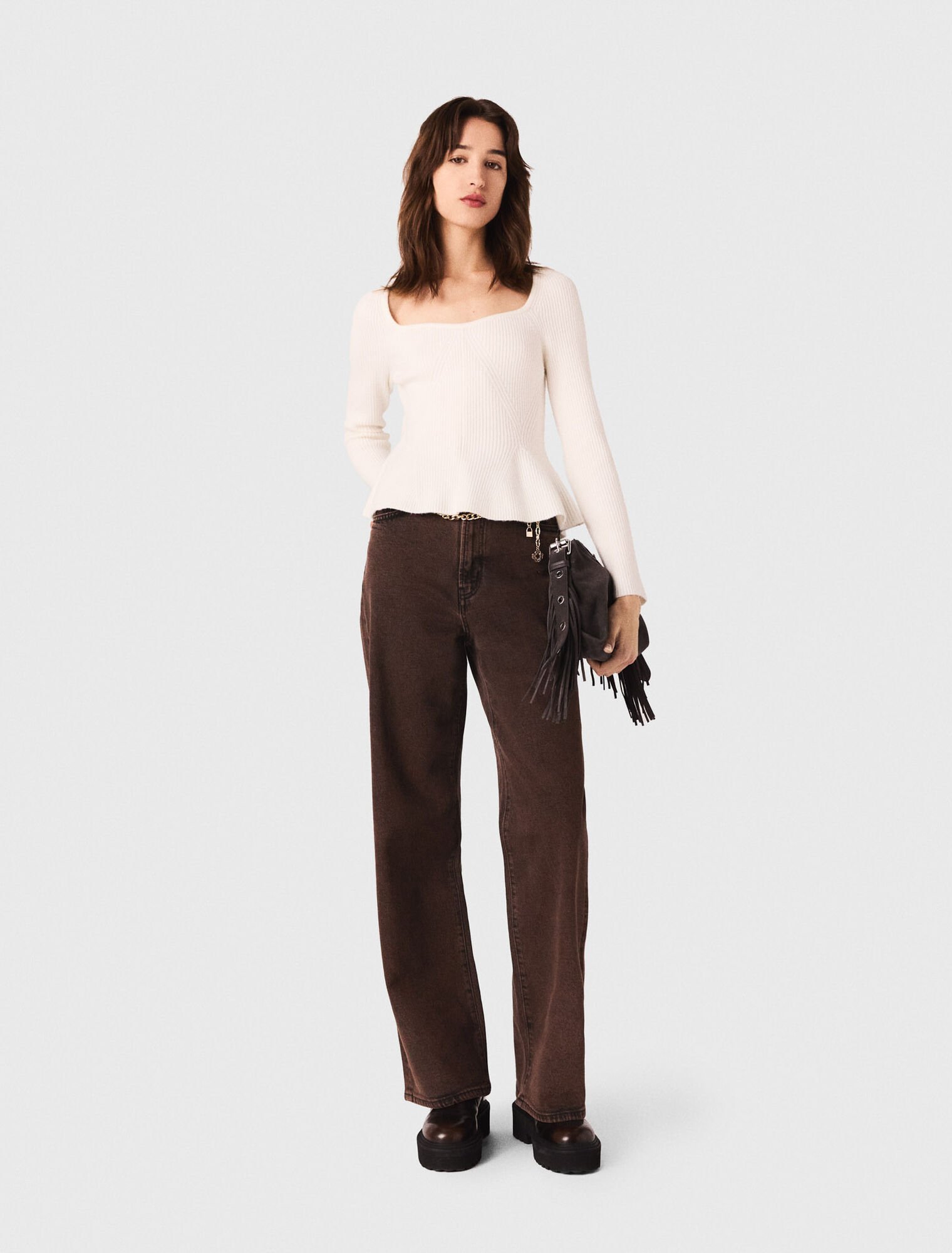 Maje Jean Bootcut Avec Chaîne In Brown