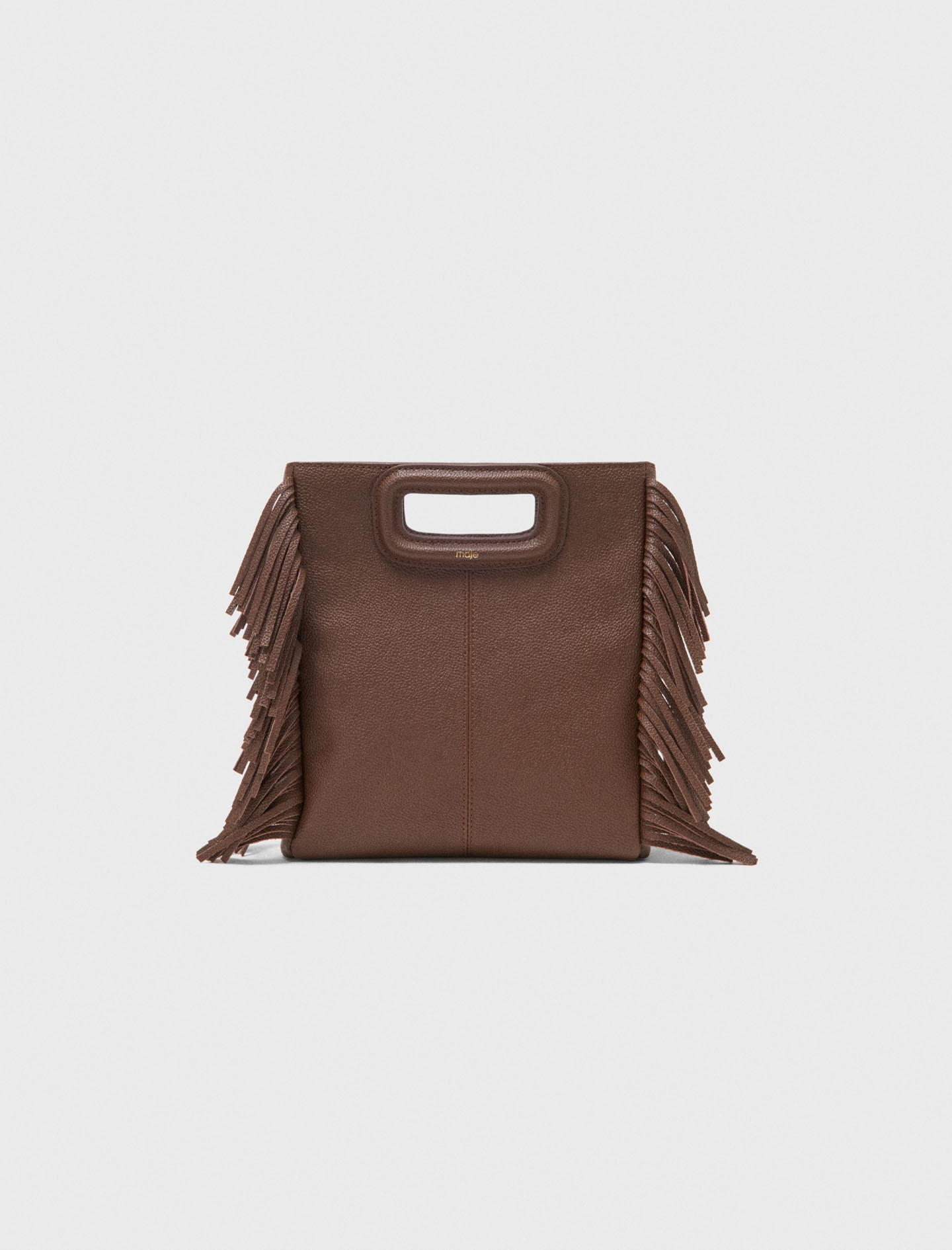 Sac M En Cuir Grainé - Marron - Maje