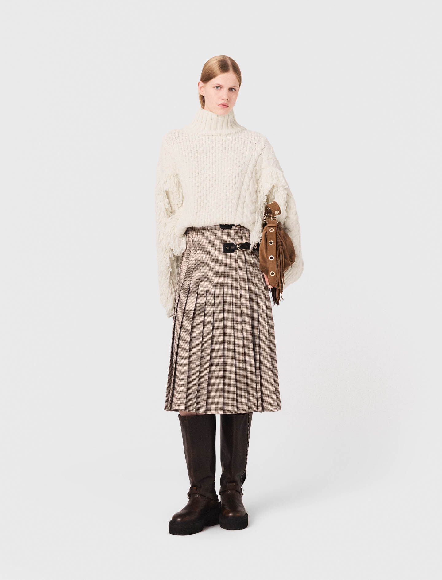 Jupe midi large et plissée pour Femme | FR