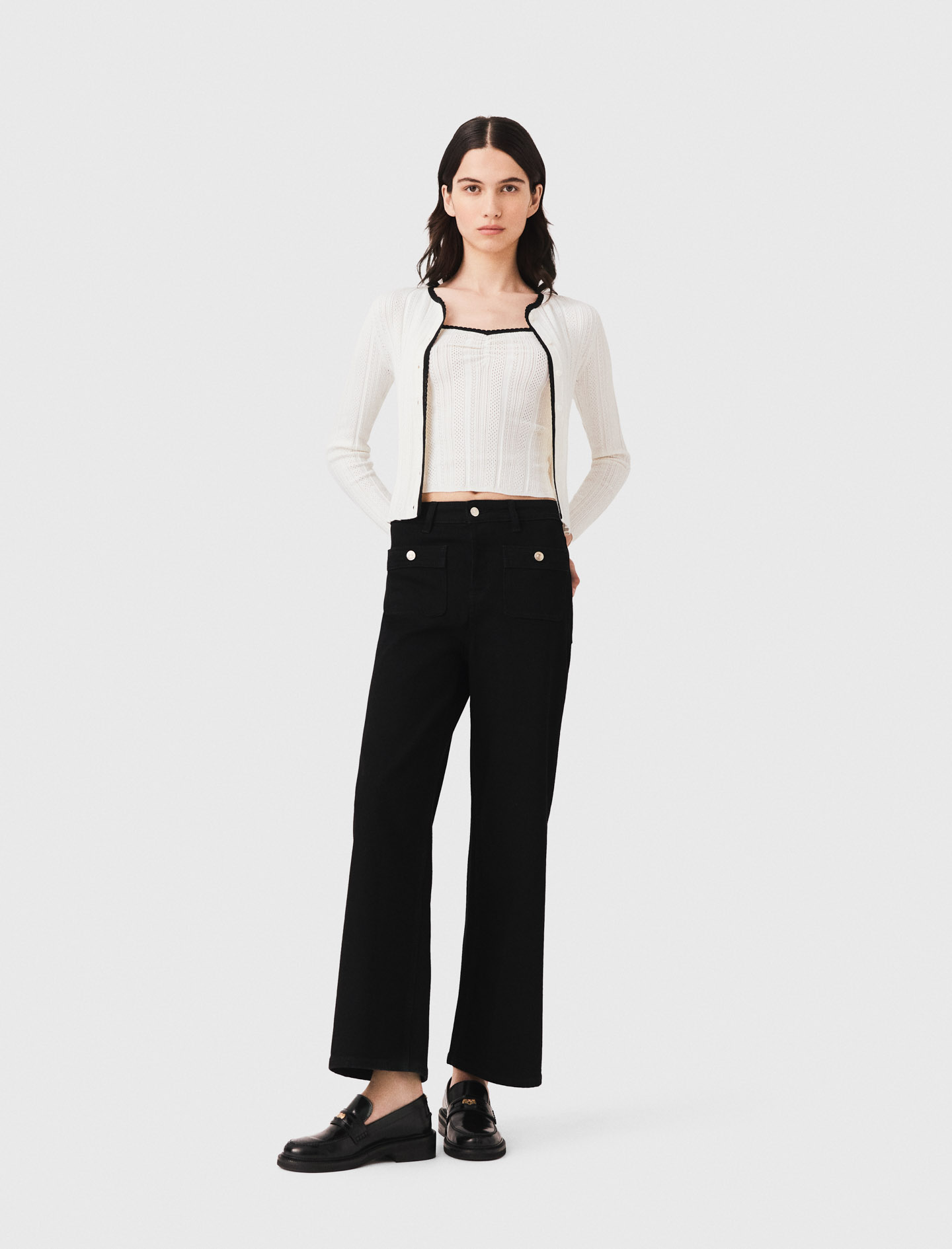 Twinset En Maille Pointelle - Blanc - Taille 3 - Maje