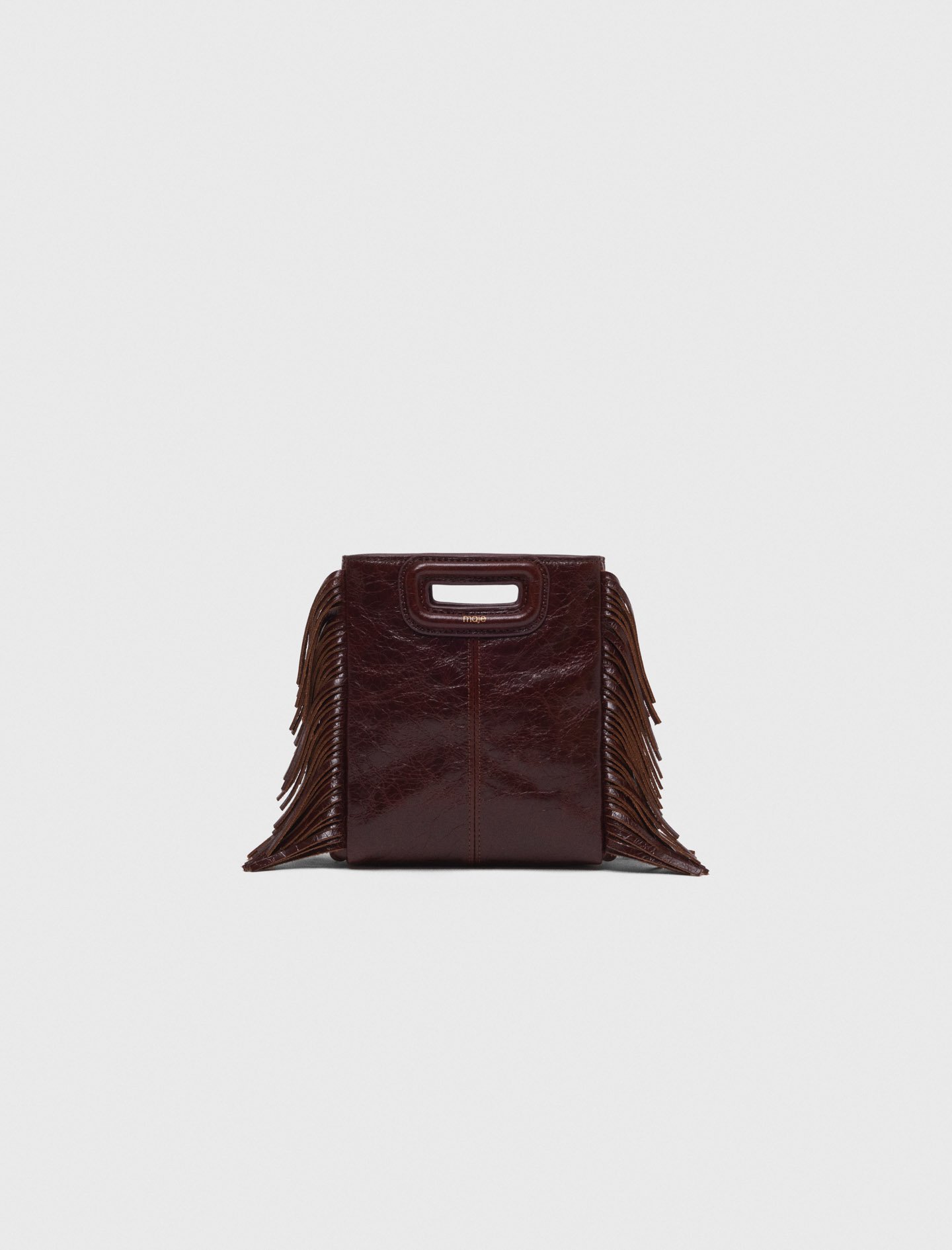 Sac M mini en cuir craquelé marron pour femme | Maje