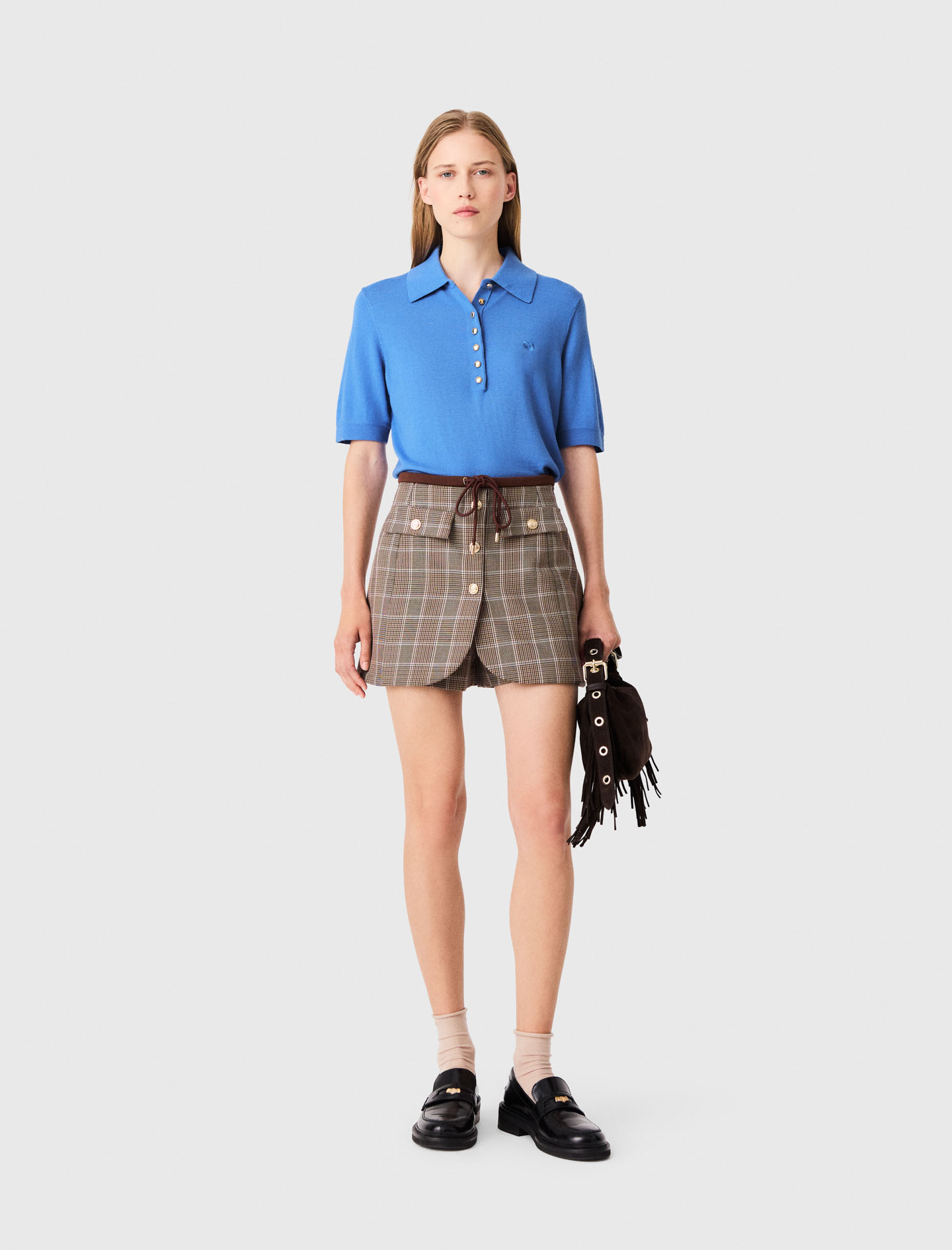 Short Tailleur Trompe-l’œil - Marron - Taille 34 - Maje
