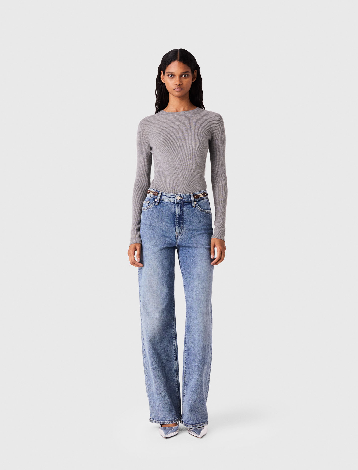 Pull Col Rond Seconde Peau - Gris - Taille 3 - Maje