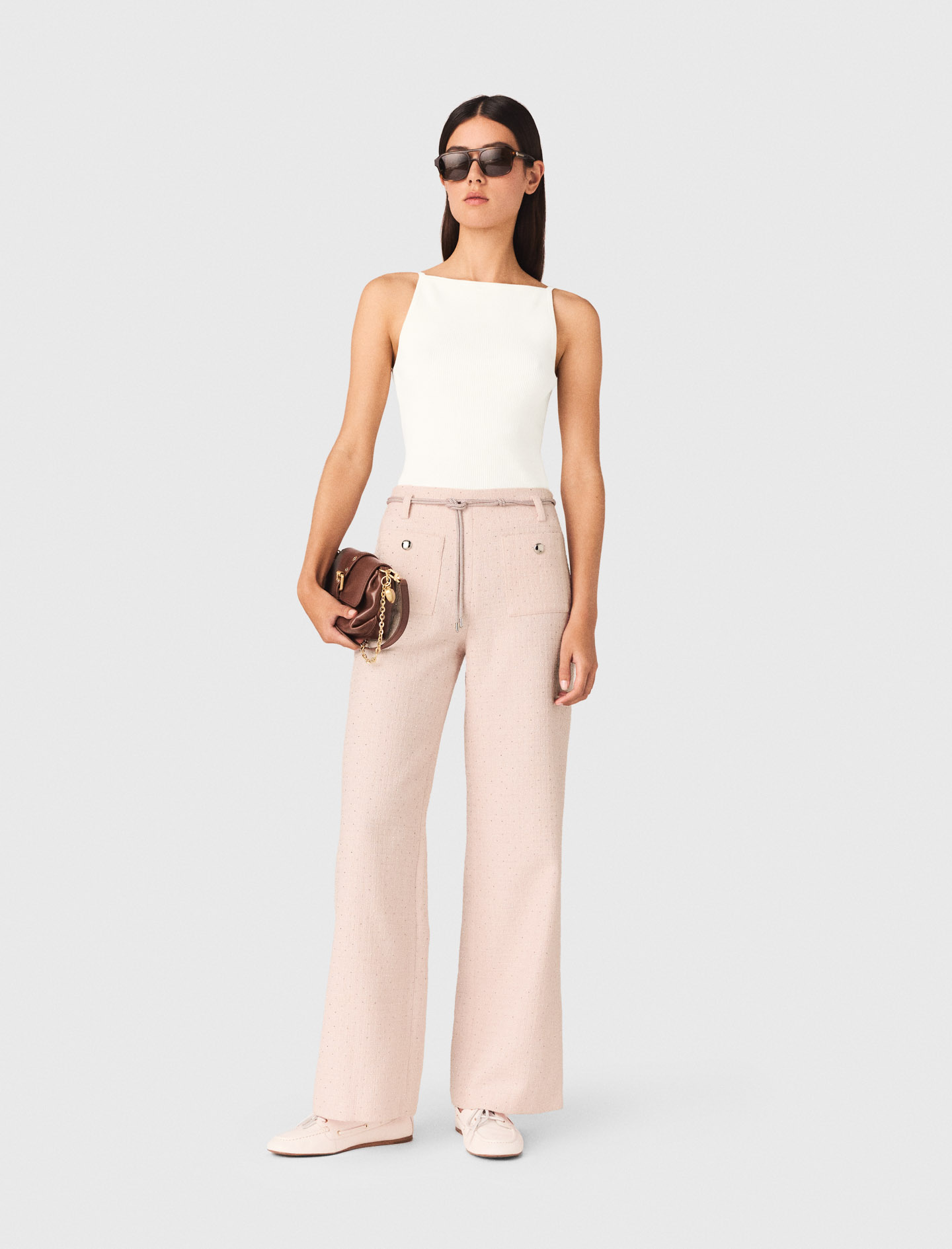 Pantalon En Tweed - Rose - Taille 38 - Maje