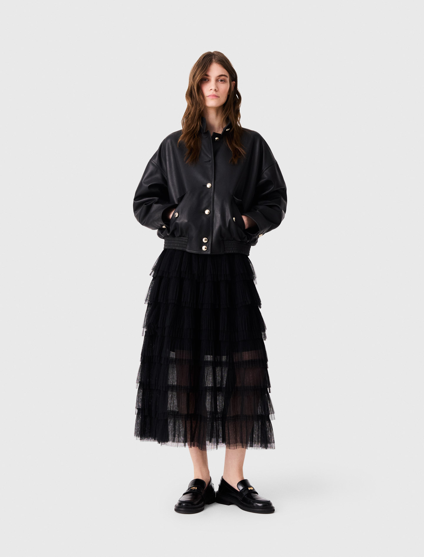Jupe Midi En Tulle - Noir - Taille 42 - Maje