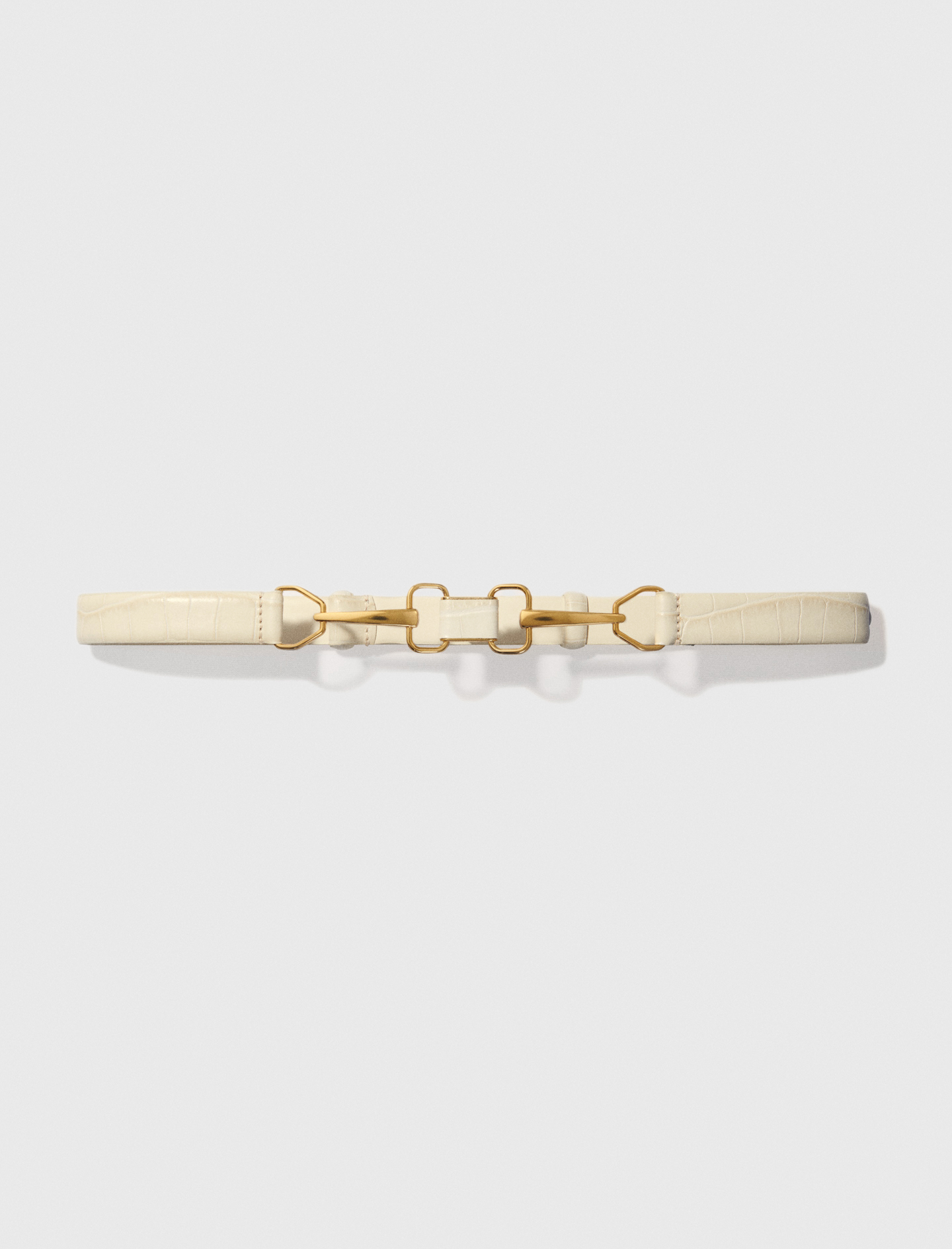 Ceinture en cuir et boucle mors blanc pour femme | Maje