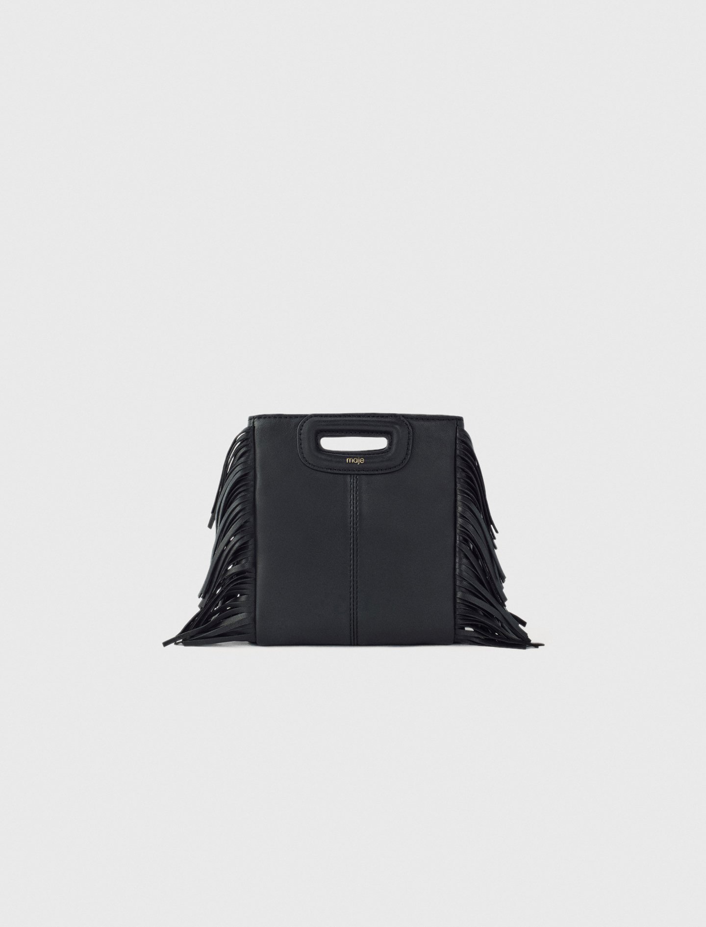 Sac M mini en cuir lisse noir / gris pour femme | Maje