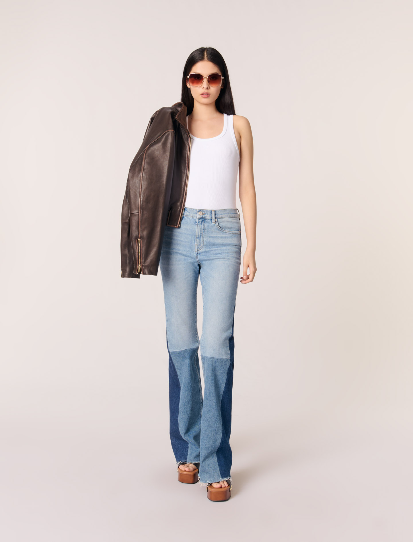 Jean Patchwork Tricolore - Maje - Modalova