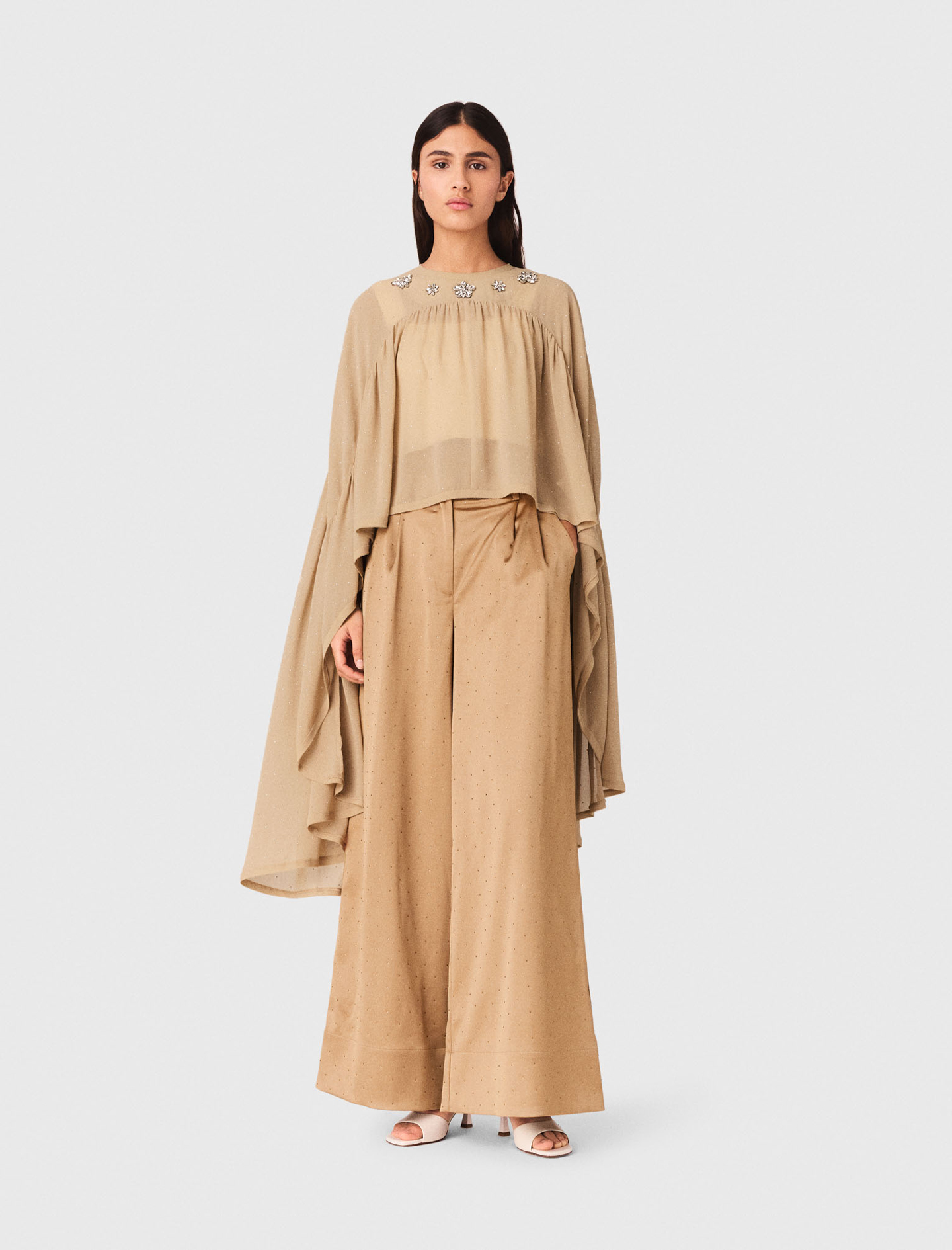 Top-cape À Col Bijoux - Beige - Taille 36 - Maje