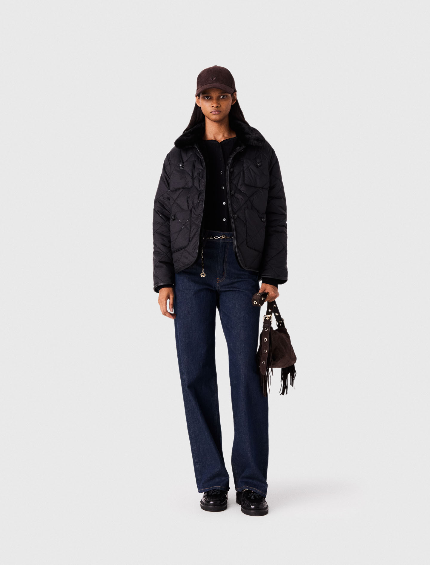 Doudoune Réversible Avec Sequins - Noir - Taille 42 - Maje
