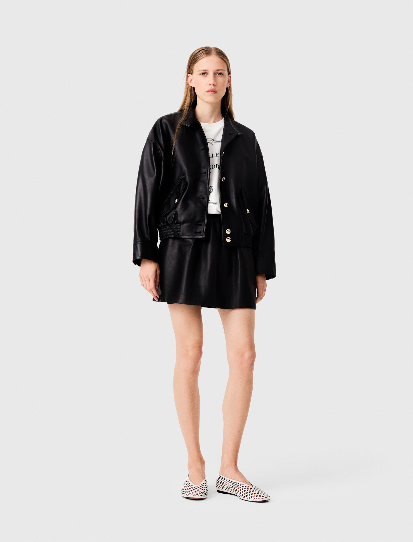 Jupe Courte En Cuir - Noir - Taille 34 - Maje